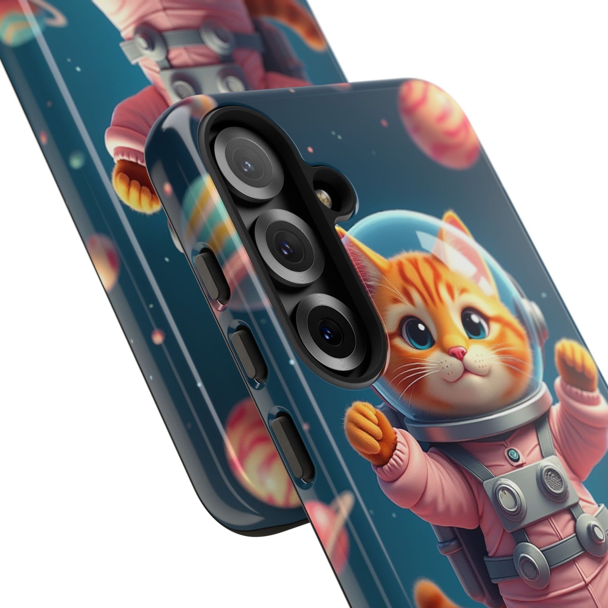 Cute Cat Phone Case, Astronaut Cat Case, Pet Lover Gift, Space Theme Accessories, Galaxy Cat Phone Cover