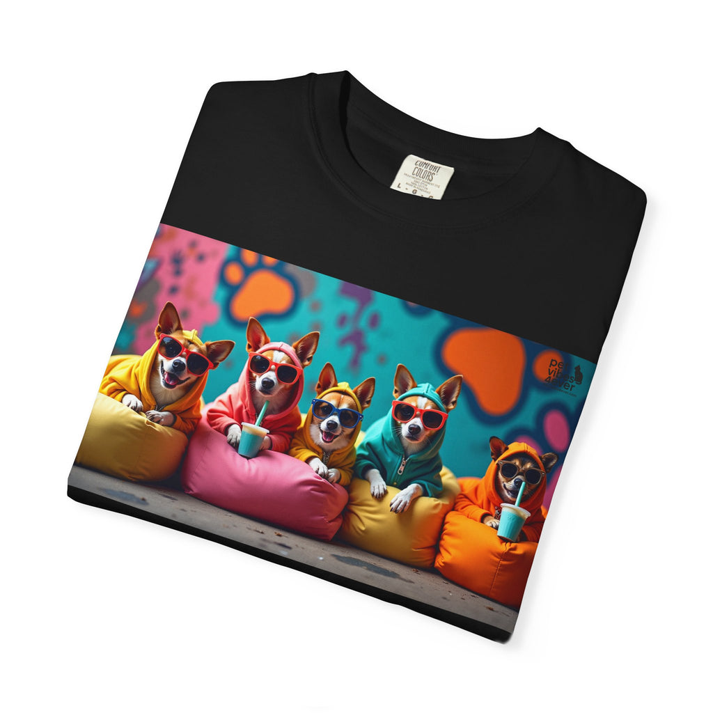Playful Dog-Themed Unisex Garment-Dyed T-shirt, Pet Lover Gift, Casual Wear, Birthday Party Tee, Colorful Animal Art