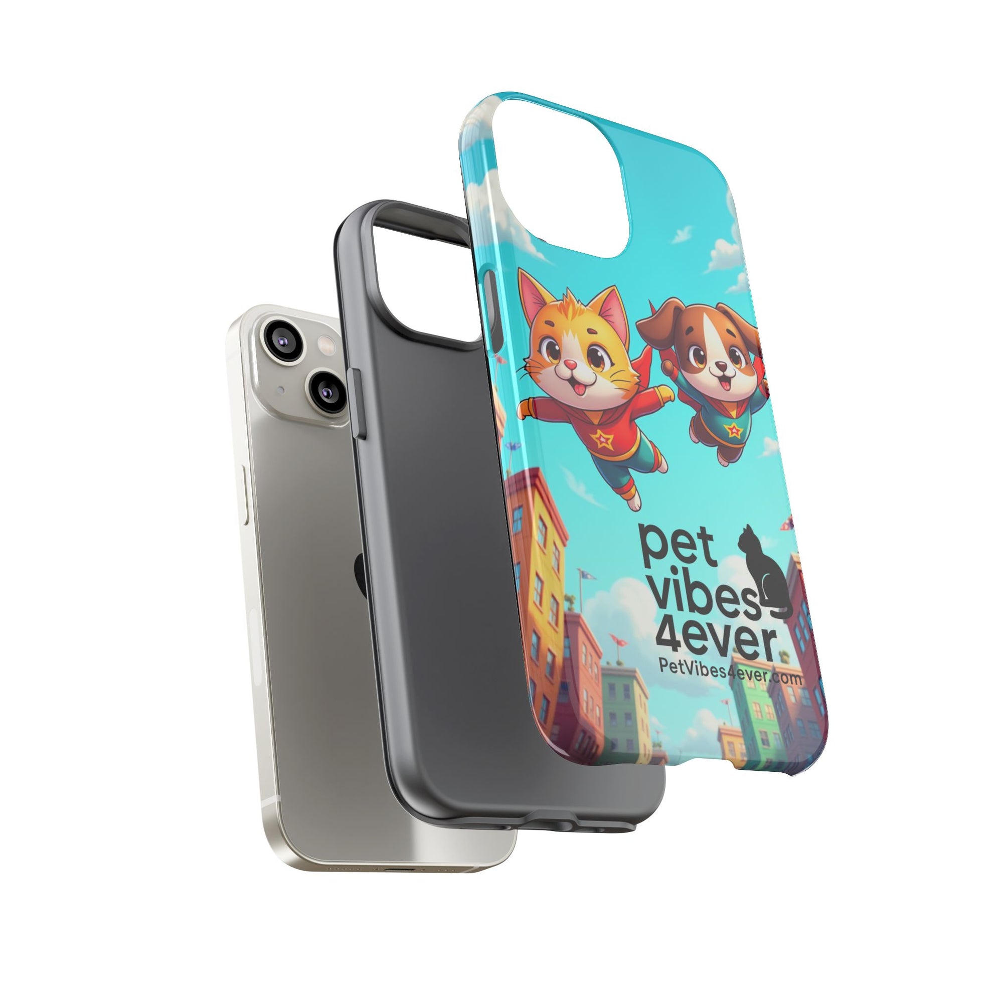 Pet Vibes Phone Case - Playful Cat and Dog Design, Animal Lover Gift, Cute Pet Accessory, Colorful Phone Cover, Fun Pet Gifts