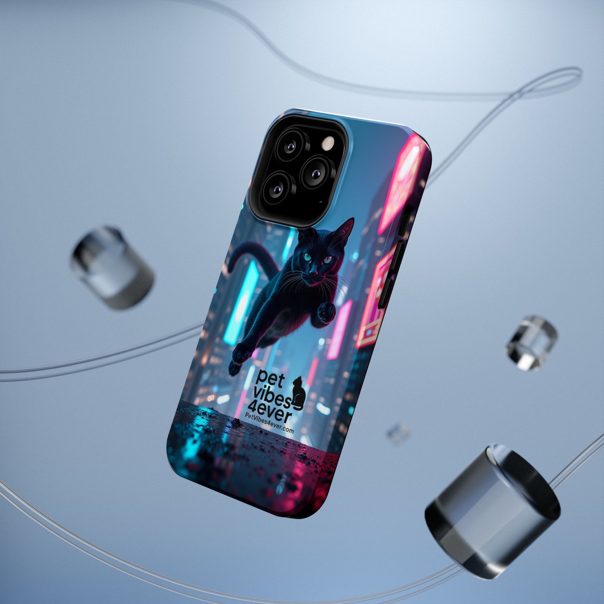 Cat-Themed Phone Case with Pet Vibes Design, Impact-Resistant Phone Case, Gift for Cat Lovers, Cute Pet Merchandise, Stylish Phone Accessory