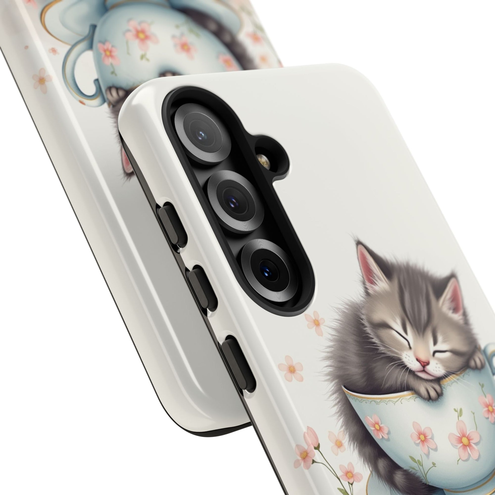 Cute Cat Phone Case, Pet Lover Gift, Soft Kitty Design, Floral Tech Accessory, Unique Animal Case, iPhone Cover, Birthday Present