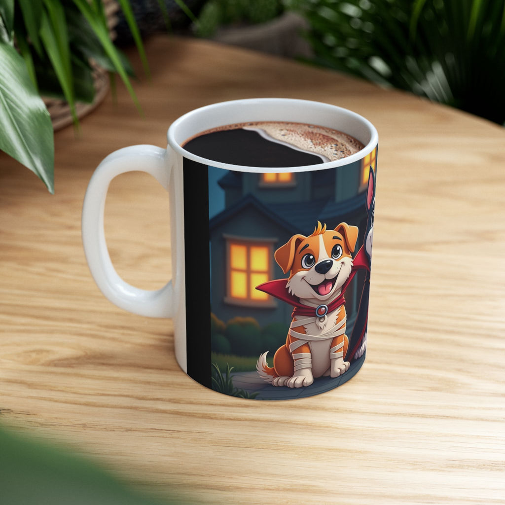 Halloween Dog Lover's Ceramic Mug, Cute Pup Design, 11oz, 15oz, Perfect for Gifts, Home Decor, Pet Lovers, Coffee, Hot Chocolate