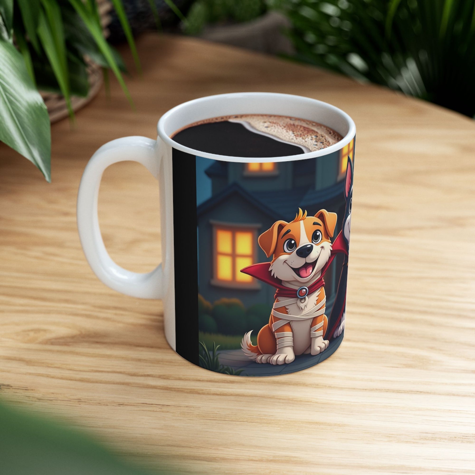Halloween Dog Lover's Ceramic Mug, Cute Pup Design, 11oz, 15oz, Perfect for Gifts, Home Decor, Pet Lovers, Coffee, Hot Chocolate