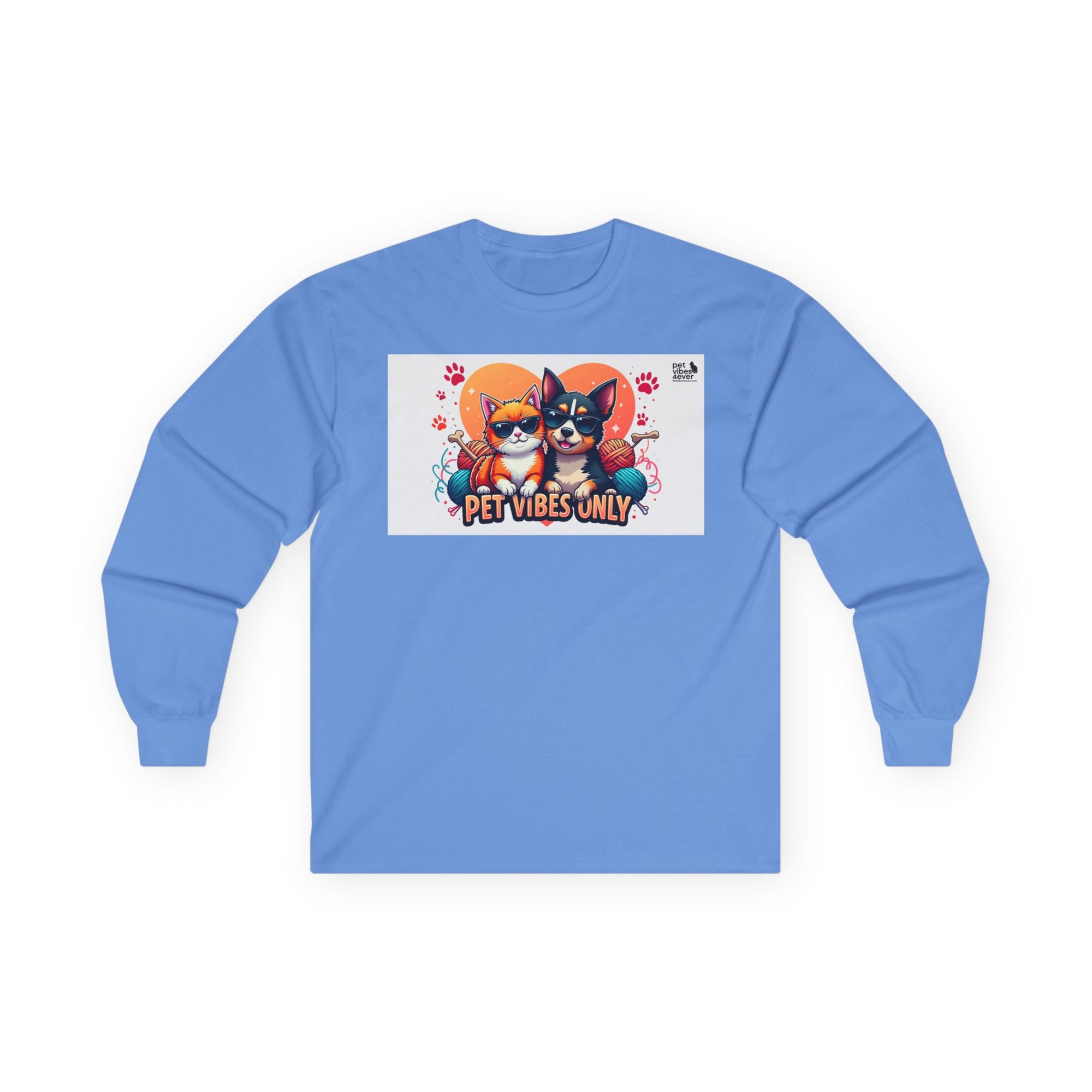 Cute Pet Vibes Long Sleeve Tee, Animal Lover Gift, Cat and Dog Tee, Fun Casual Wear, Perfect for Pet Owners