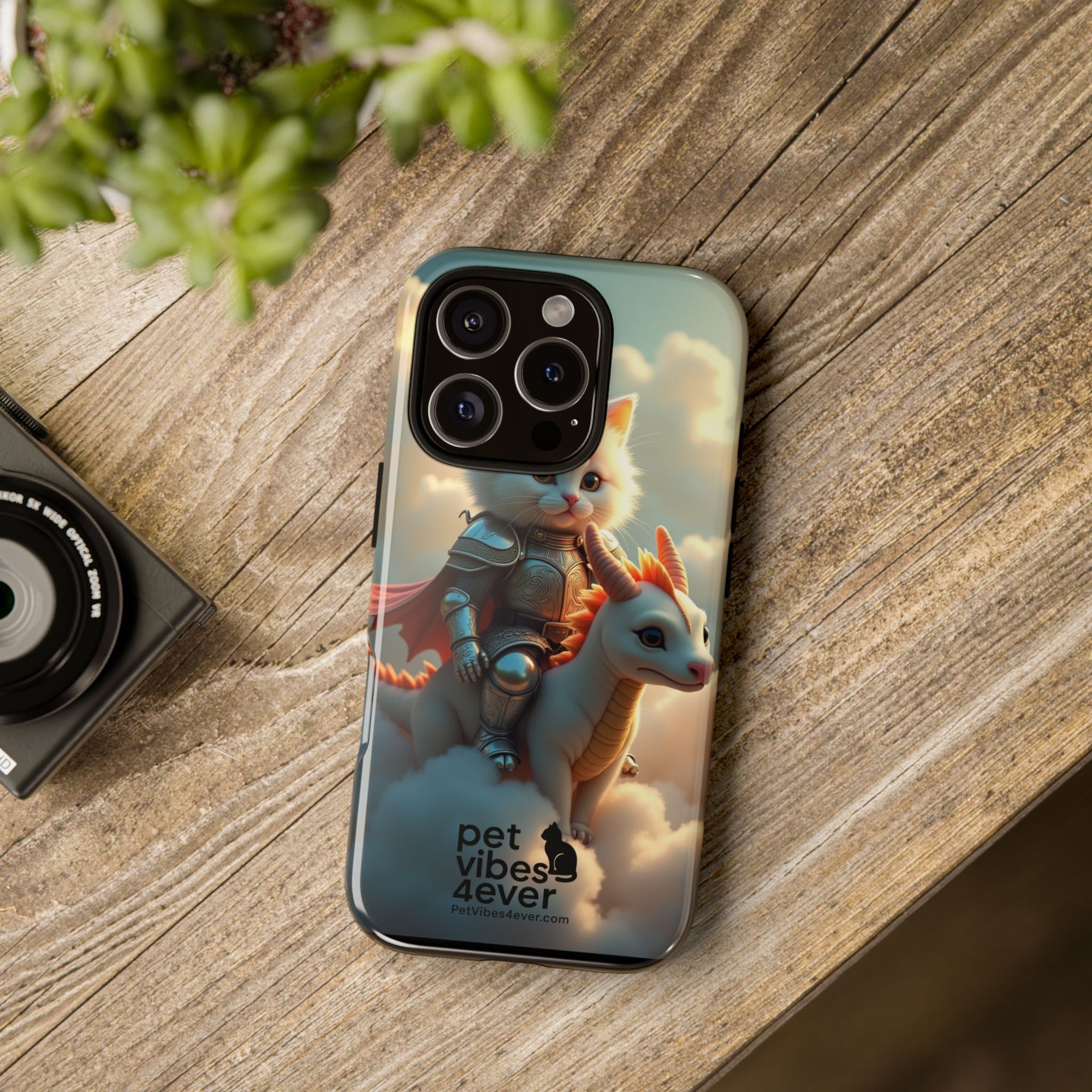 Pet Vibes Phone Case, Cute Cat and Dragon Design, Tough Phone Cover, Gift for Animal Lovers, Unique Pet Themed Accessory