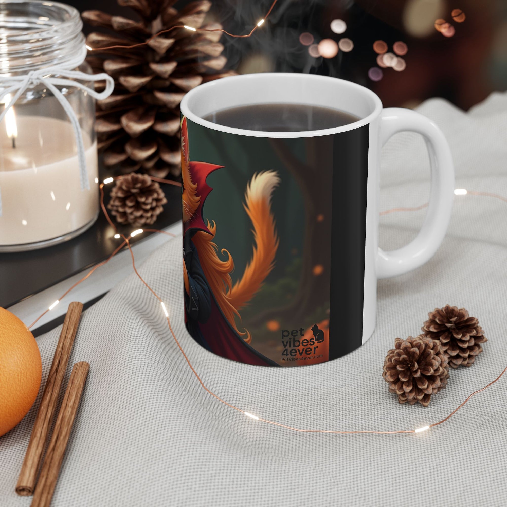 Spooky Cat Ceramic Mug, Halloween Gift, Cute Cat Lover's Mug, Whimsical Coffee Cup, Unique Cat Decor