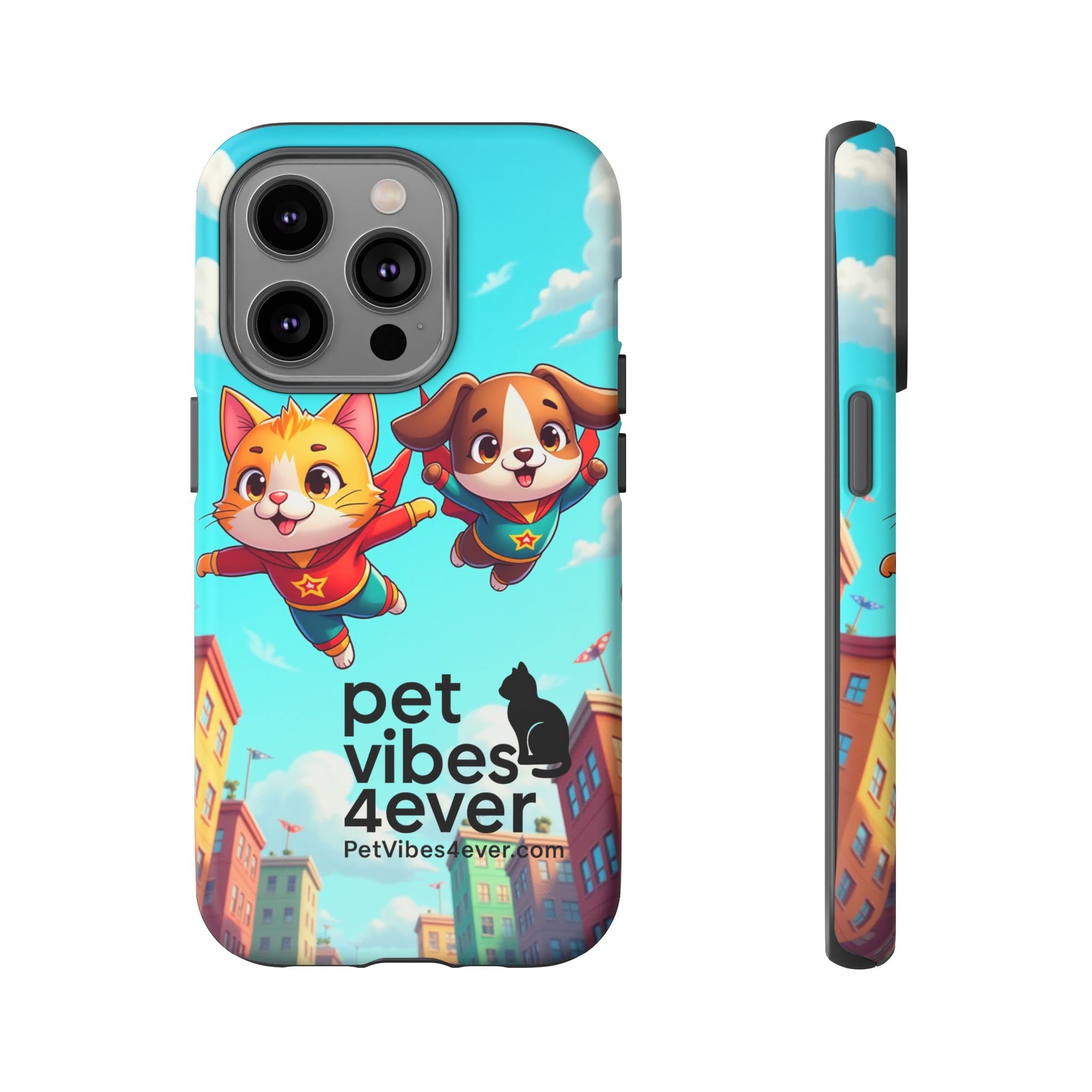 Pet Vibes Phone Case - Playful Cat and Dog Design, Animal Lover Gift, Cute Pet Accessory, Colorful Phone Cover, Fun Pet Gifts