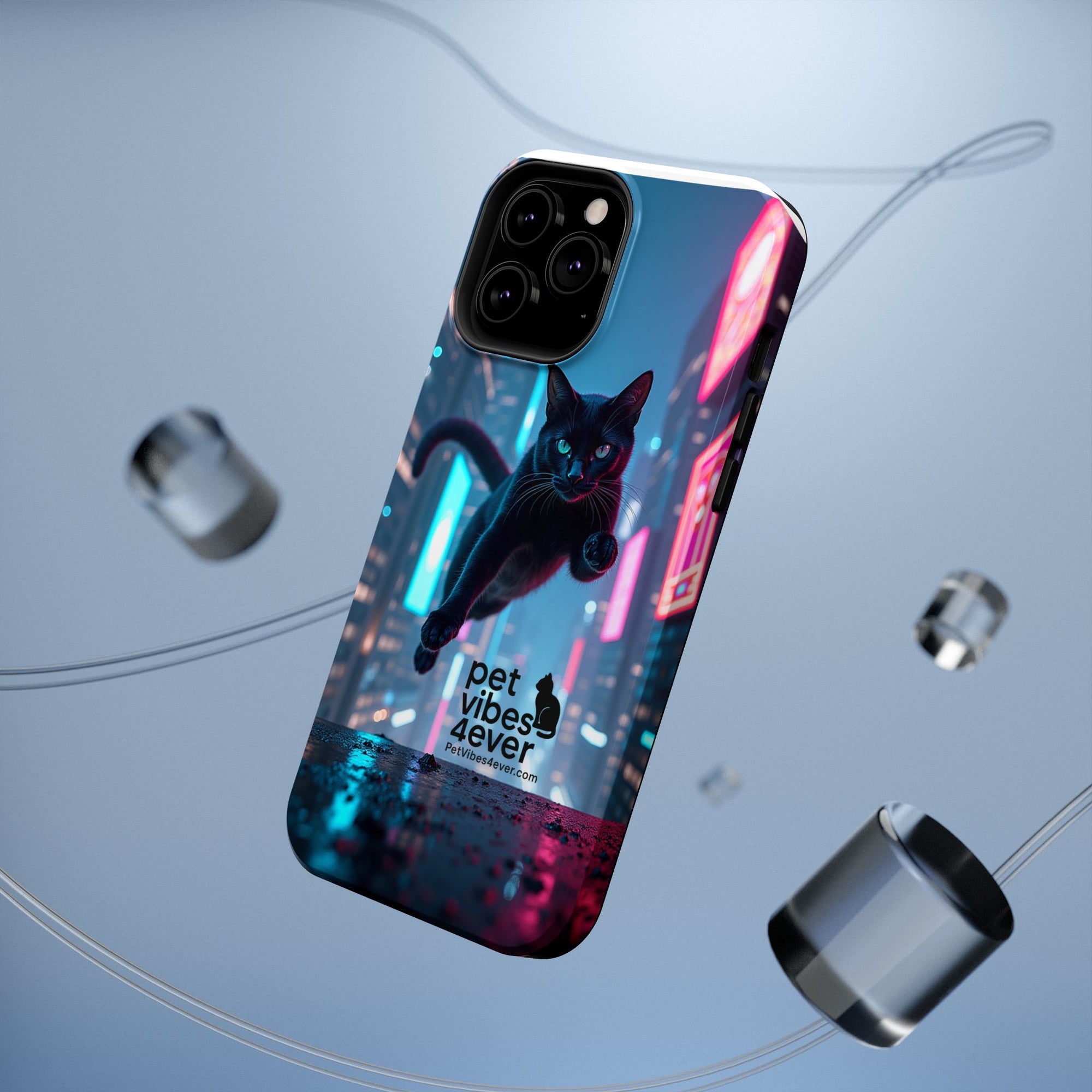 Cat-Themed Phone Case with Pet Vibes Design, Impact-Resistant Phone Case, Gift for Cat Lovers, Cute Pet Merchandise, Stylish Phone Accessory