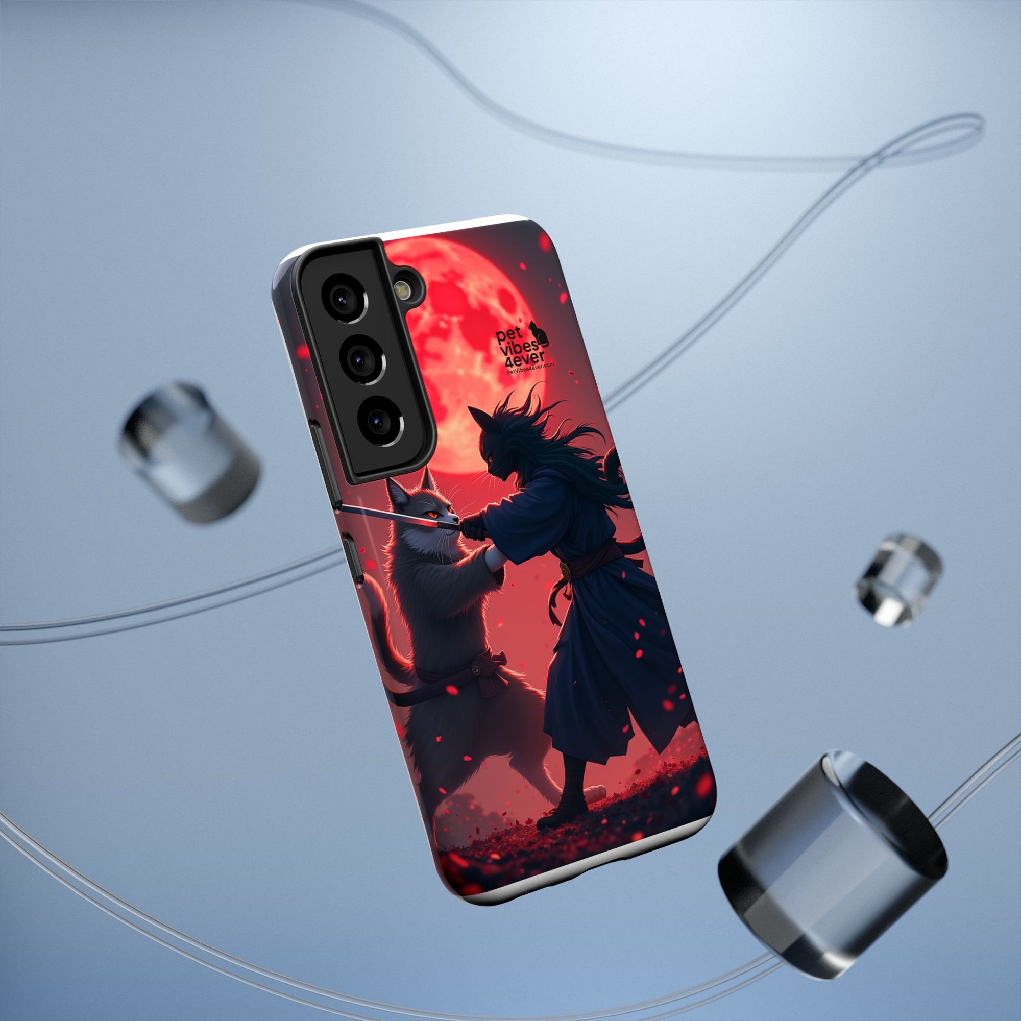 Samurai Cat Phone Case – Impact-Resistant, Pet Lovers, Cool Tech Accessories, Anime Aesthetic, Unique Gifts