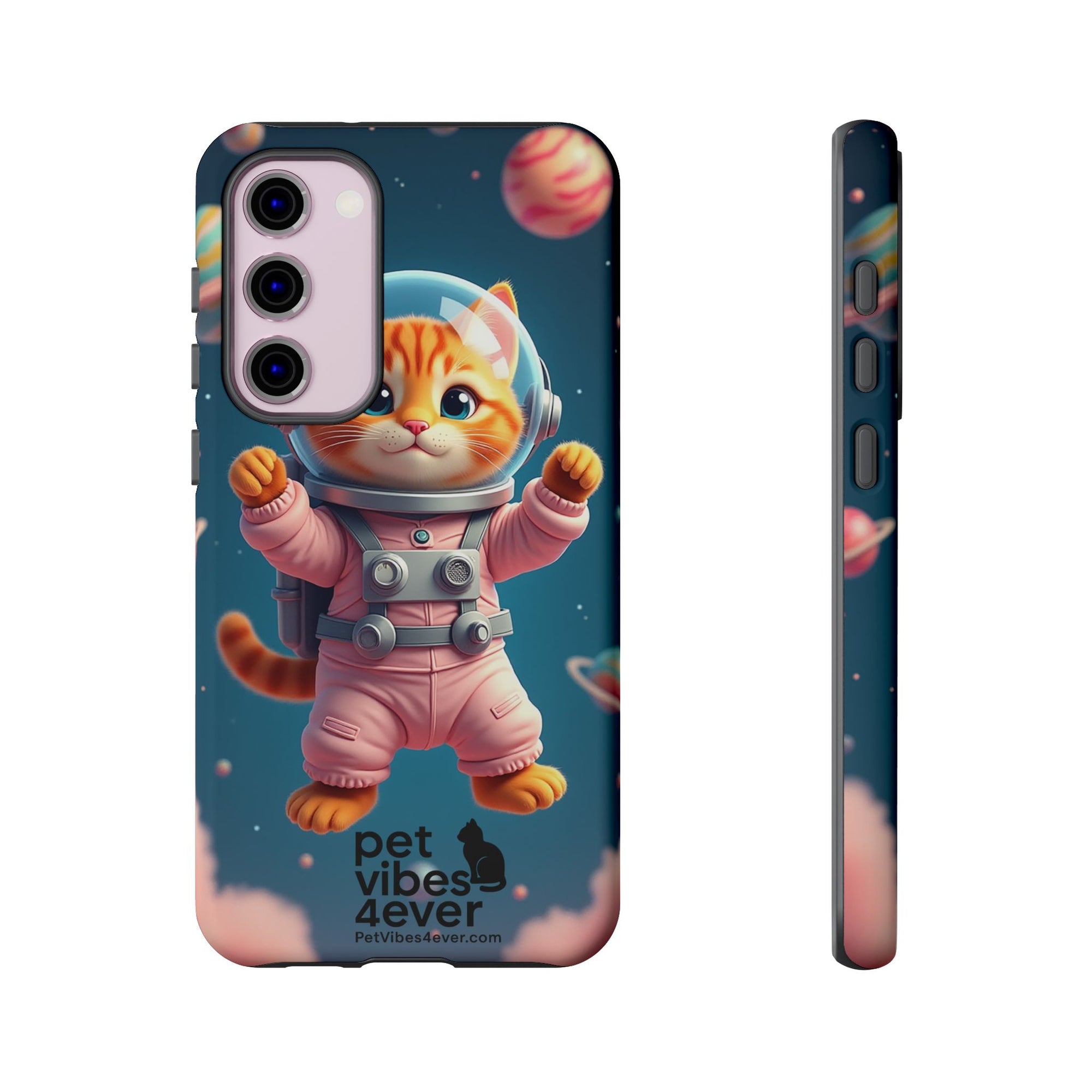 Cute Cat Phone Case, Astronaut Cat Case, Pet Lover Gift, Space Theme Accessories, Galaxy Cat Phone Cover
