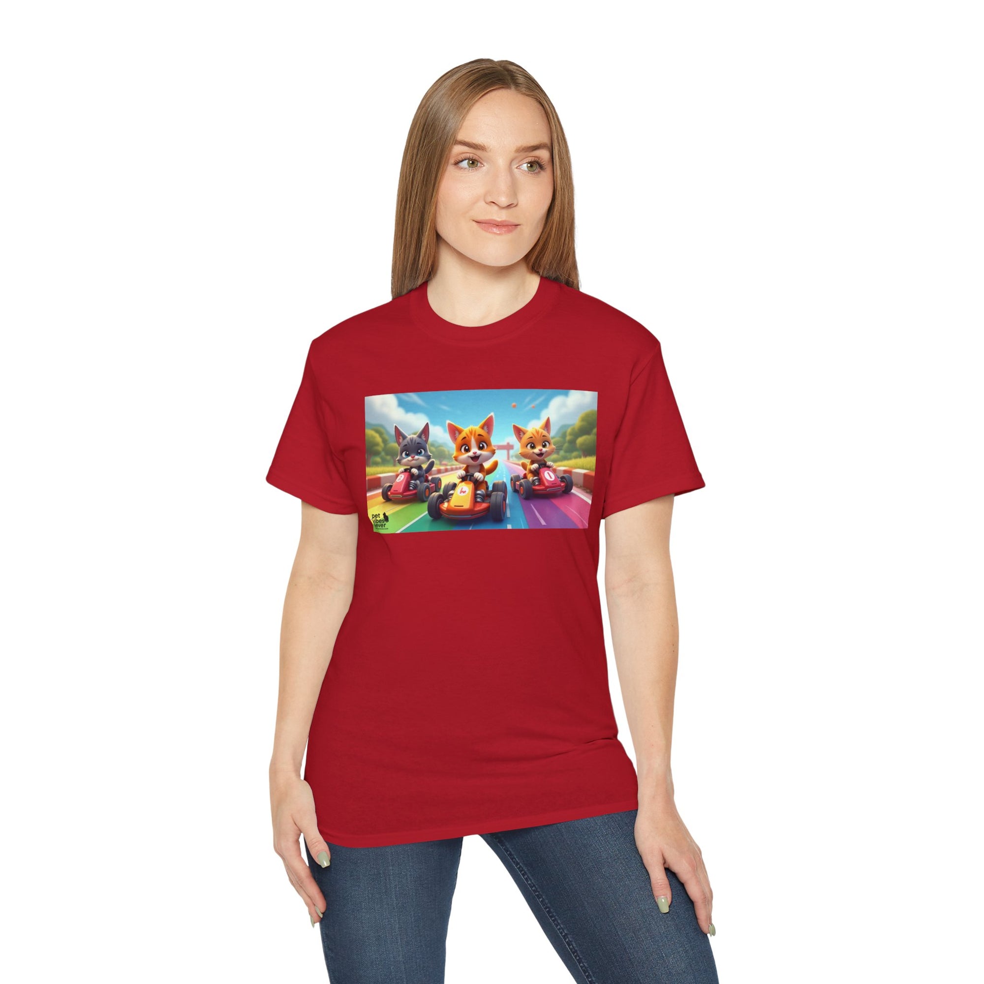 Cartoon Racing Friends Unisex Tee, Fun Gift for Gamers, Kid-Approved Style, Birthday Present, Family Game Night Apparel