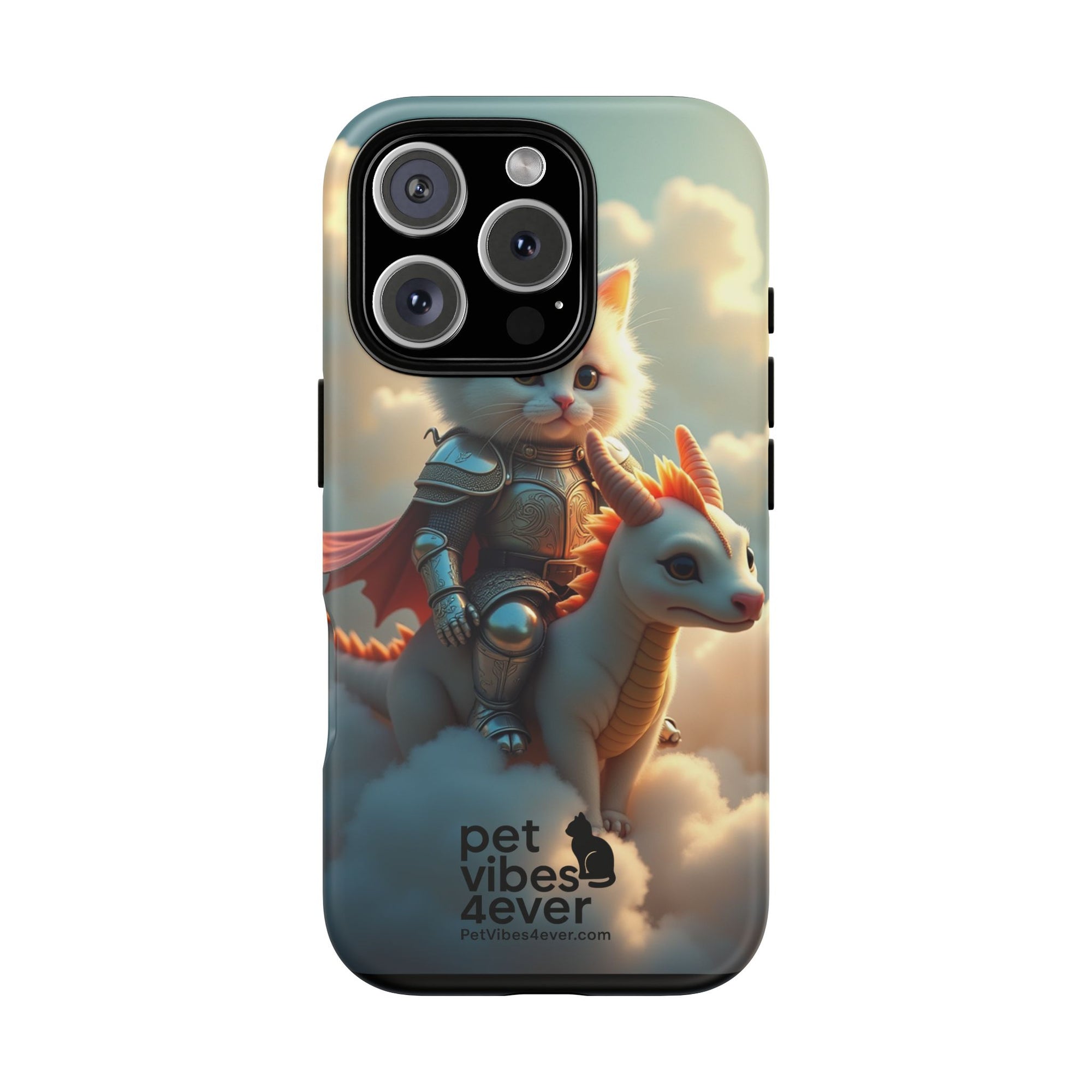 Pet Vibes Phone Case, Cute Cat and Dragon Design, Tough Phone Cover, Gift for Animal Lovers, Unique Pet Themed Accessory