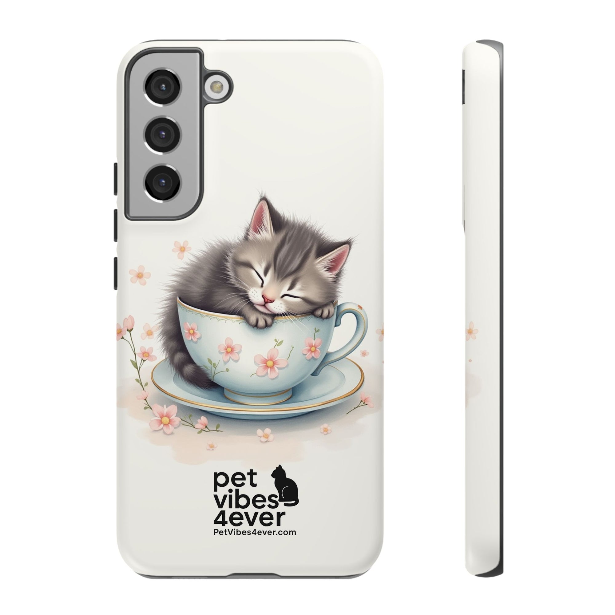 Cute Cat Phone Case, Pet Lover Gift, Soft Kitty Design, Floral Tech Accessory, Unique Animal Case, iPhone Cover, Birthday Present