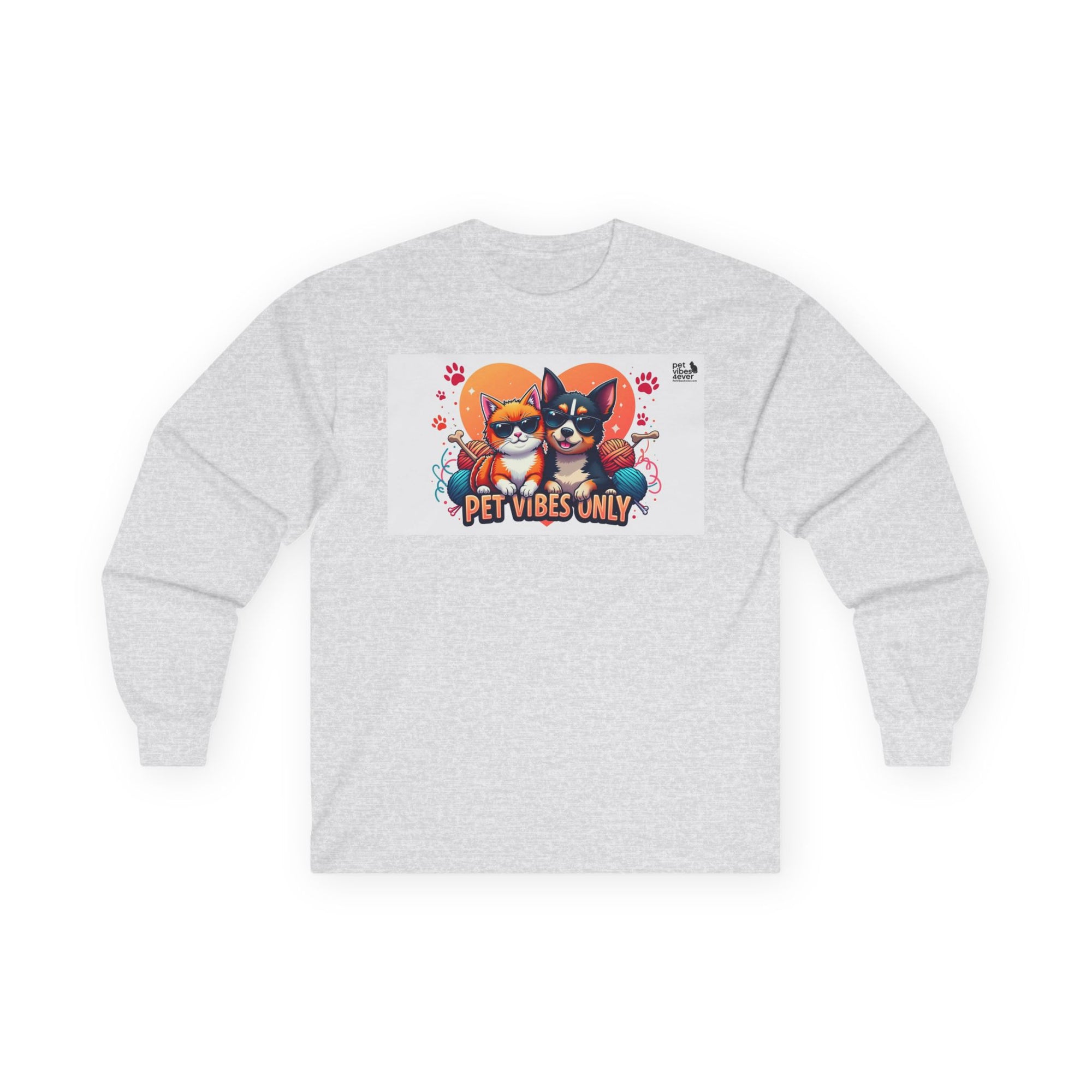Cute Pet Vibes Long Sleeve Tee, Animal Lover Gift, Cat and Dog Tee, Fun Casual Wear, Perfect for Pet Owners