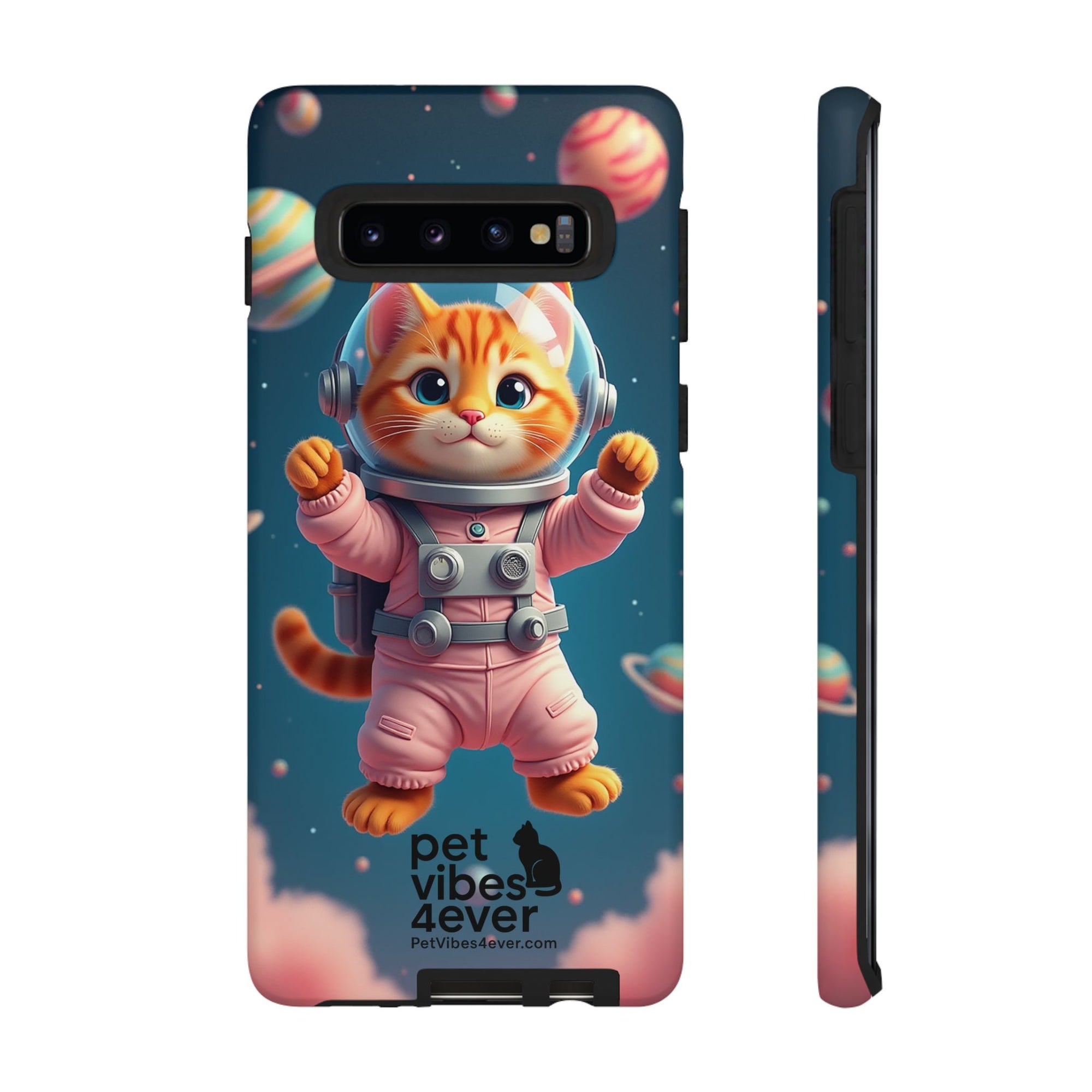 Cute Cat Phone Case, Astronaut Cat Case, Pet Lover Gift, Space Theme Accessories, Galaxy Cat Phone Cover