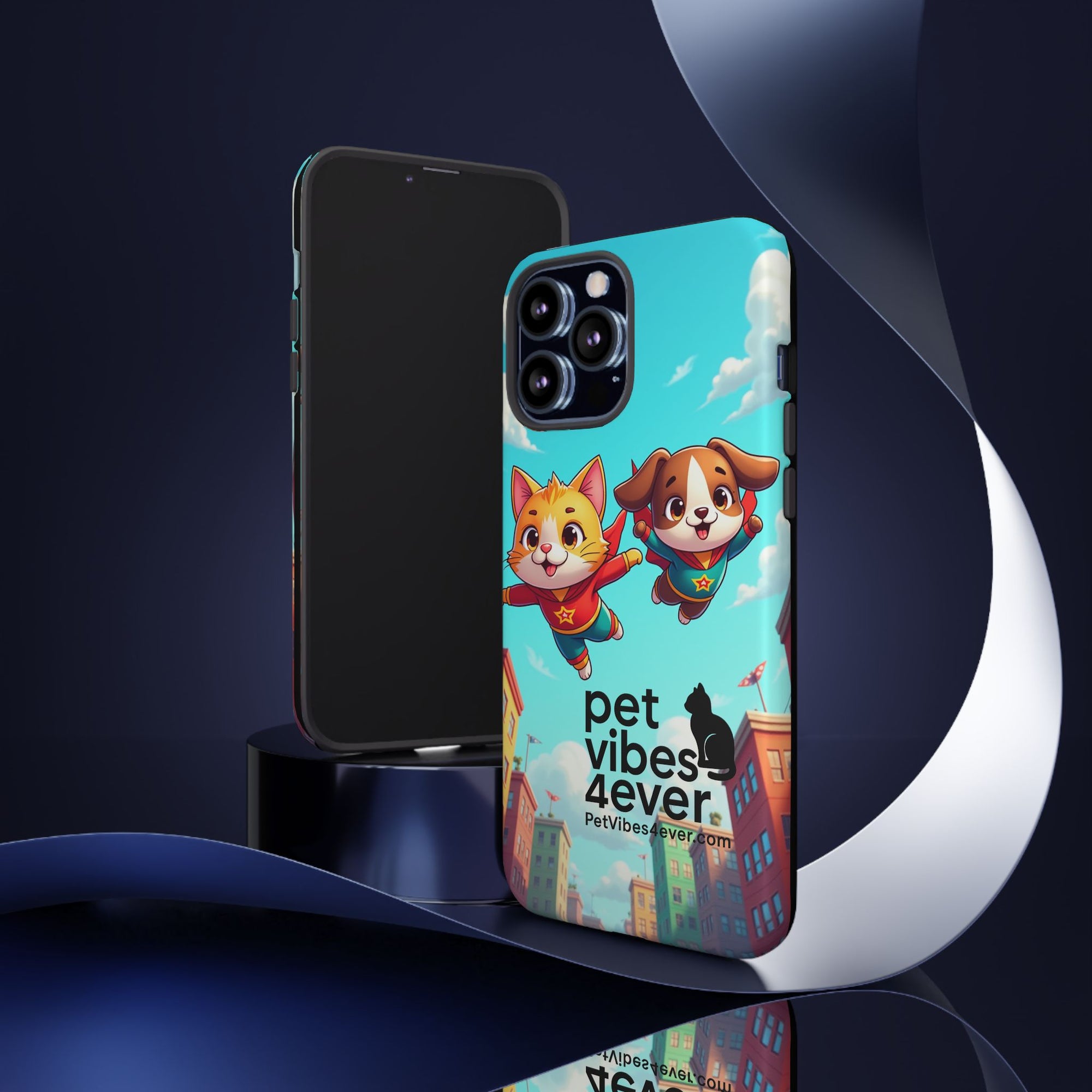 Pet Vibes Phone Case - Playful Cat and Dog Design, Animal Lover Gift, Cute Pet Accessory, Colorful Phone Cover, Fun Pet Gifts