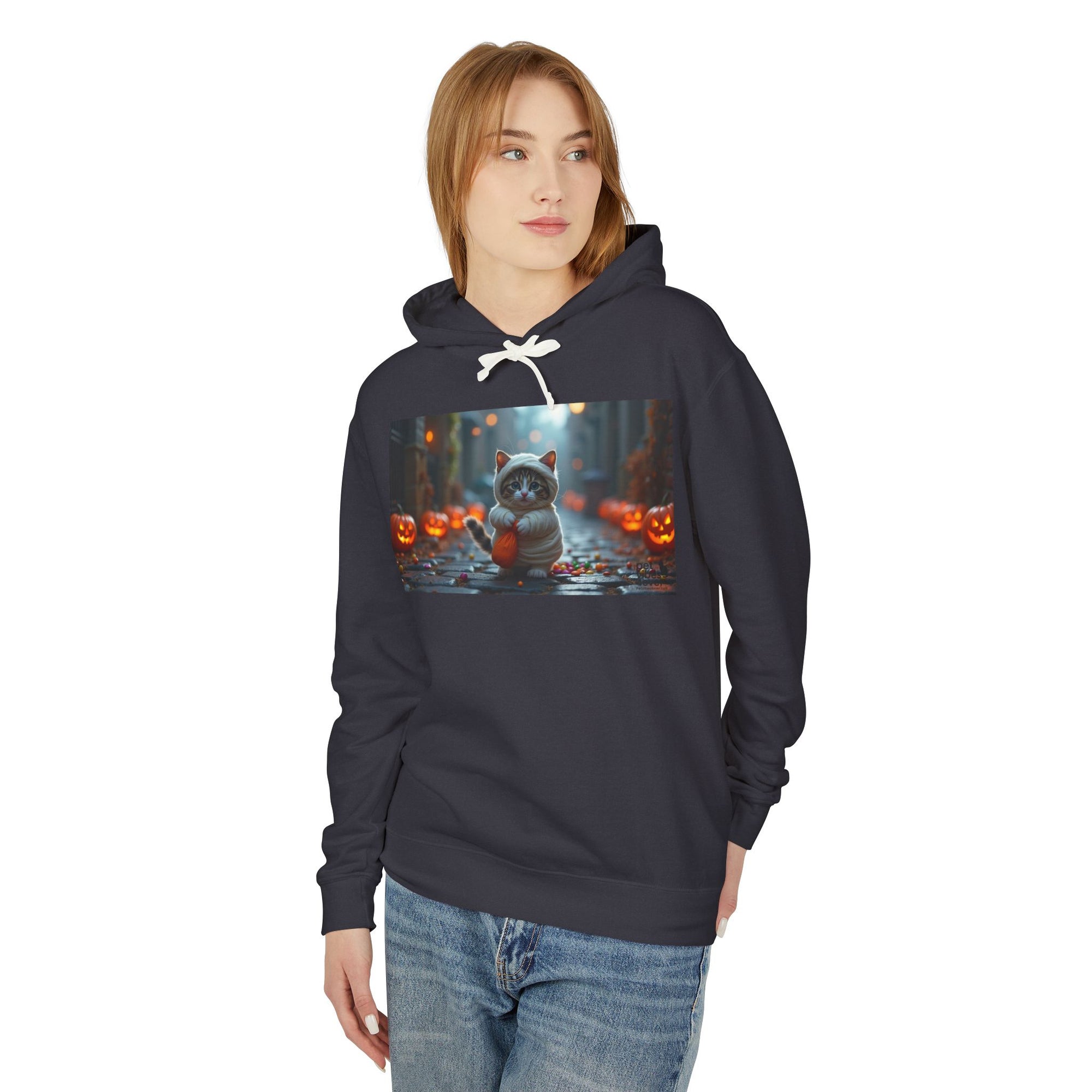 Halloween Cat Unisex Hoodie, Cozy Sweatshirt for Fall, Cute Pumpkin Design, Gift for Cat Lovers, Perfect for Halloween