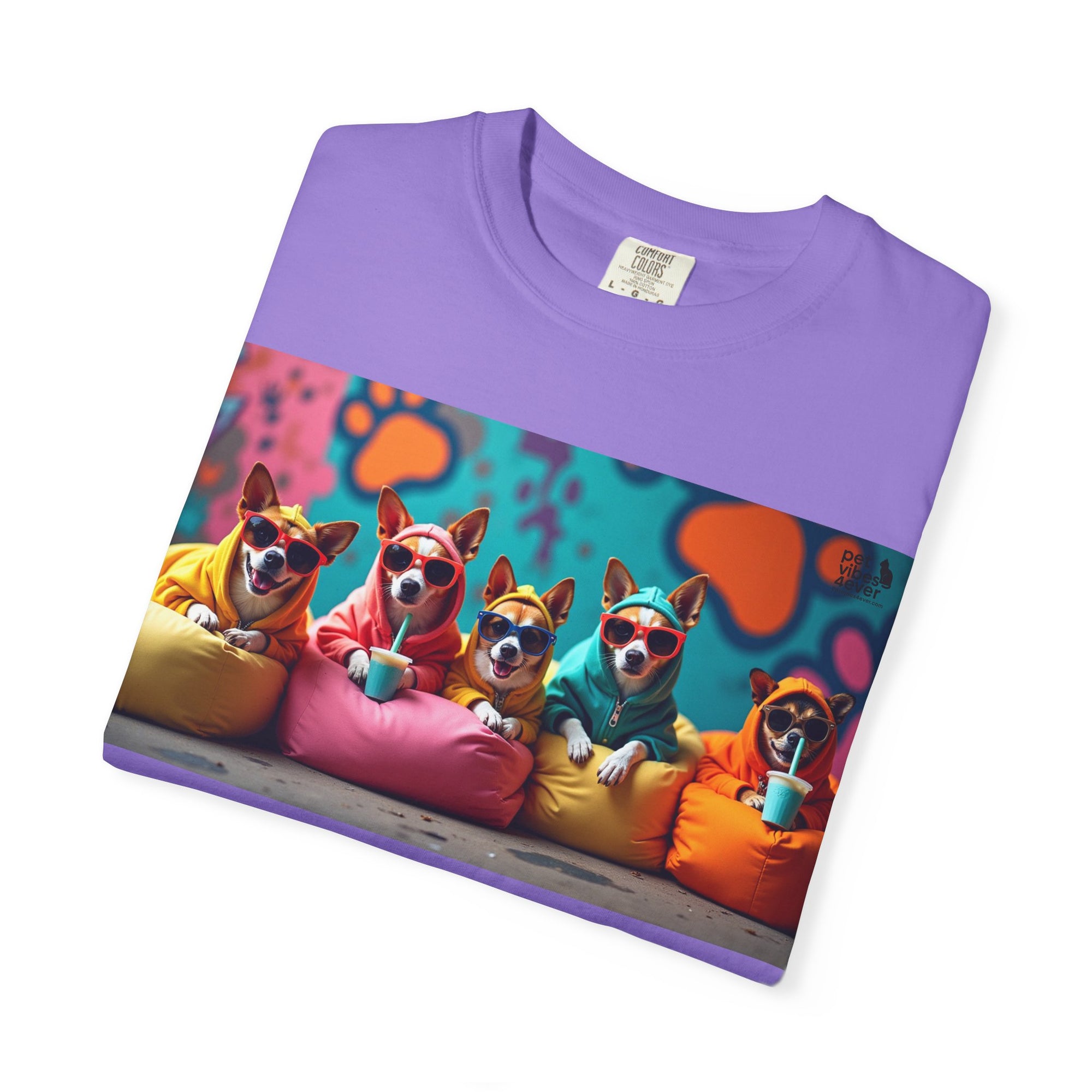 Playful Dog-Themed Unisex Garment-Dyed T-shirt, Pet Lover Gift, Casual Wear, Birthday Party Tee, Colorful Animal Art