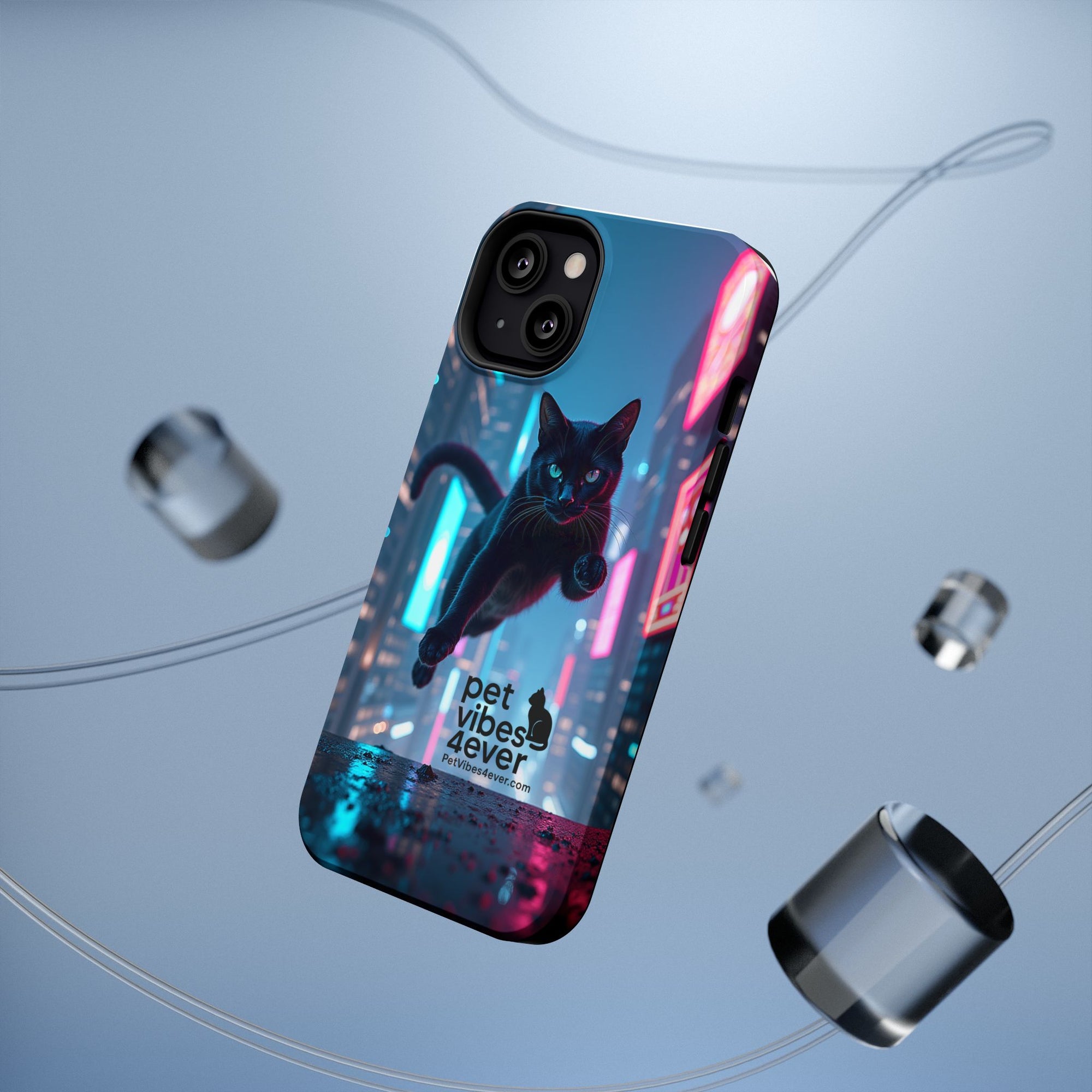 Cat-Themed Phone Case with Pet Vibes Design, Impact-Resistant Phone Case, Gift for Cat Lovers, Cute Pet Merchandise, Stylish Phone Accessory