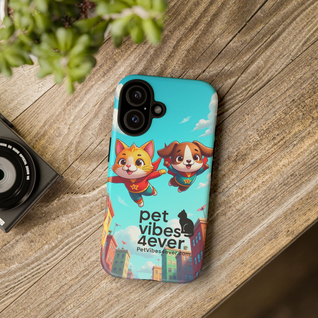 Pet Vibes Phone Case - Playful Cat and Dog Design, Animal Lover Gift, Cute Pet Accessory, Colorful Phone Cover, Fun Pet Gifts