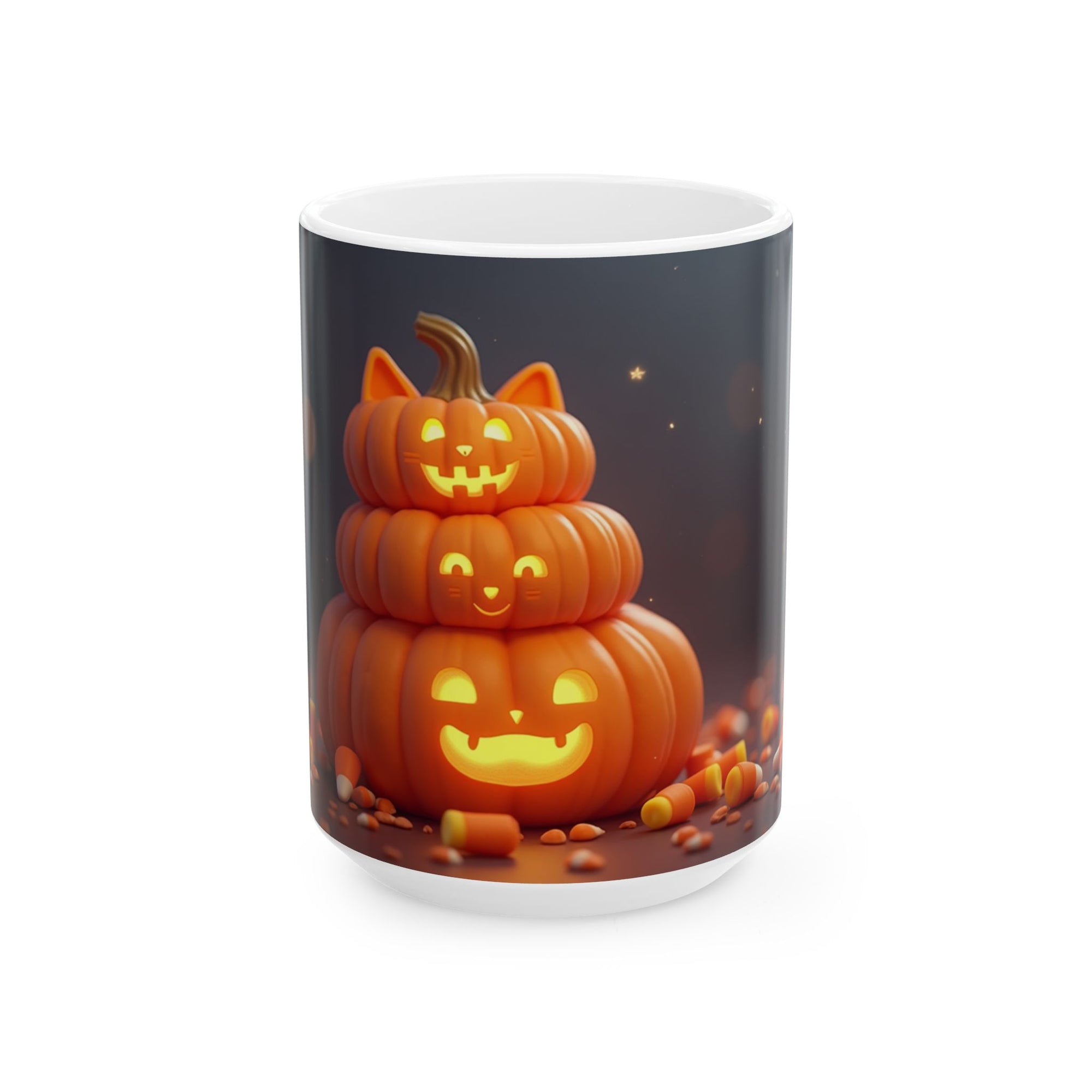 Halloween Pumpkin Stacked Ceramic Mug | Spooky Coffee Cup | Autumn Decor | Pumpkin Spice | Gift for Fall Lovers | 11oz, 15oz