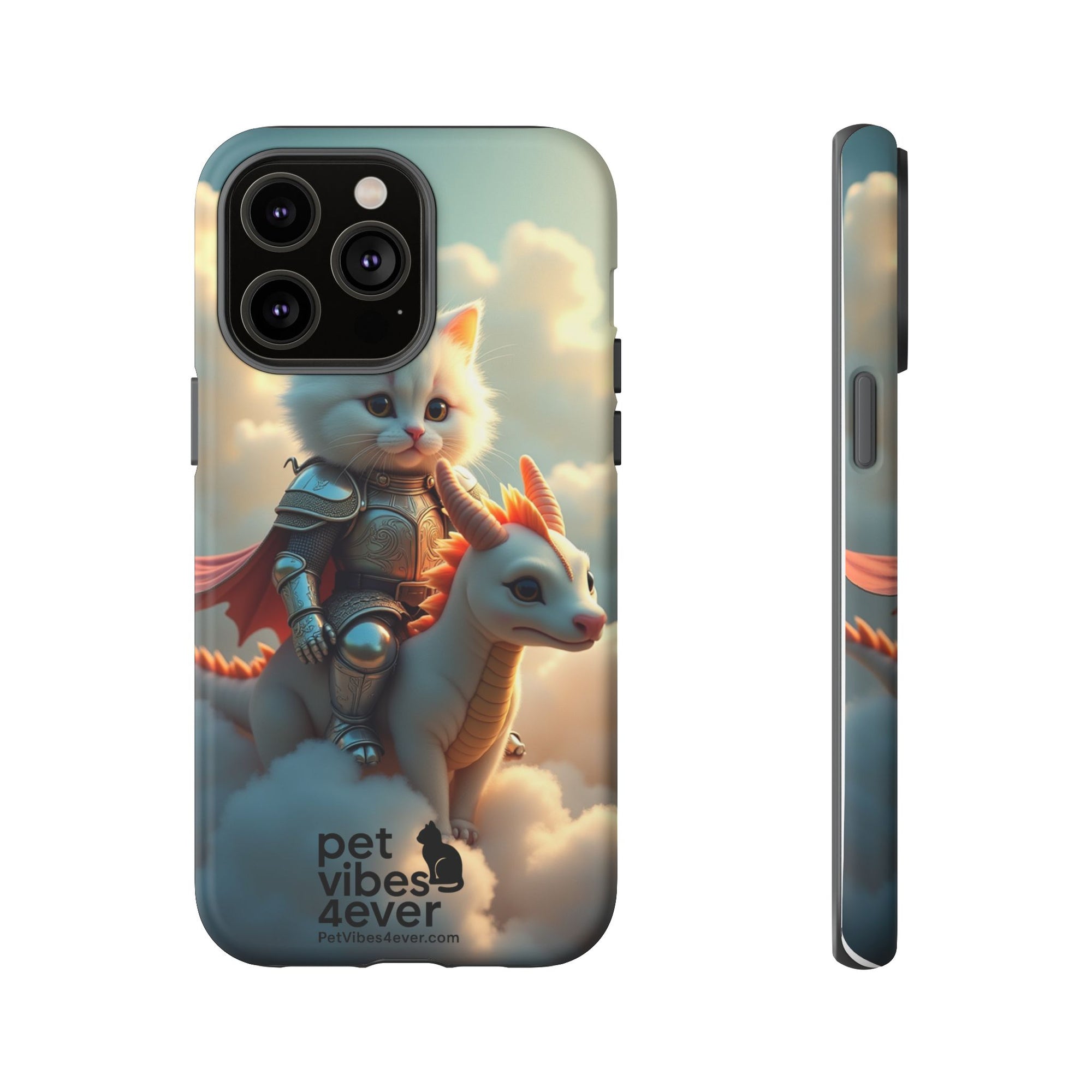 Pet Vibes Phone Case, Cute Cat and Dragon Design, Tough Phone Cover, Gift for Animal Lovers, Unique Pet Themed Accessory