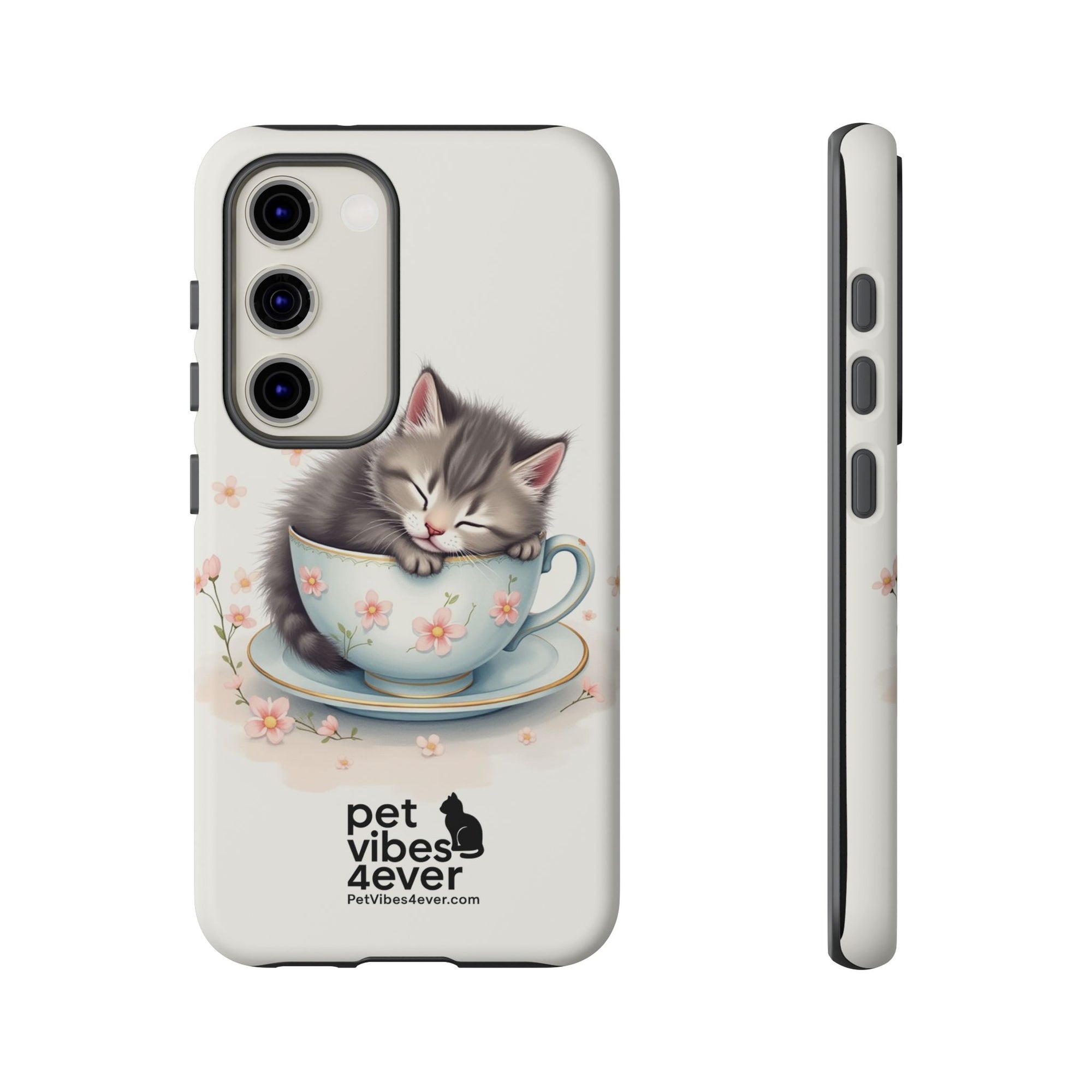 Cute Cat Phone Case, Pet Lover Gift, Soft Kitty Design, Floral Tech Accessory, Unique Animal Case, iPhone Cover, Birthday Present