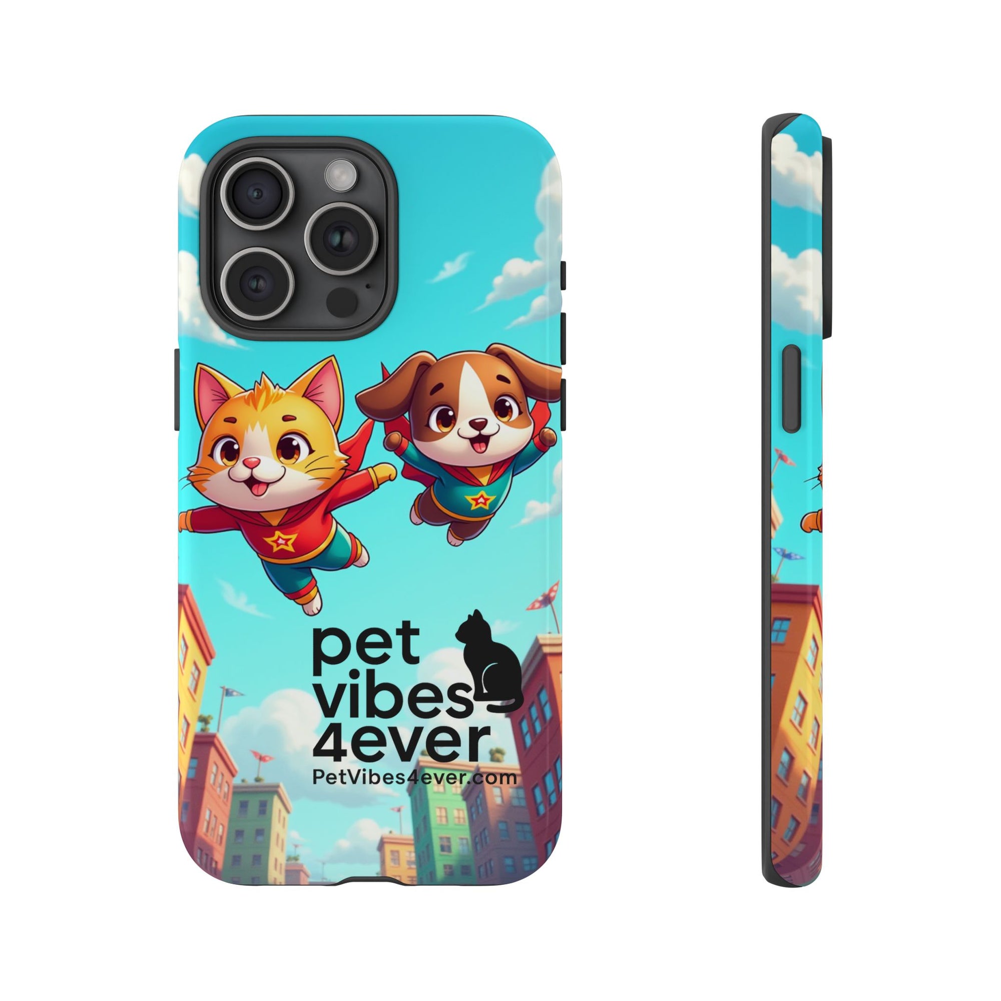 Pet Vibes Phone Case - Playful Cat and Dog Design, Animal Lover Gift, Cute Pet Accessory, Colorful Phone Cover, Fun Pet Gifts