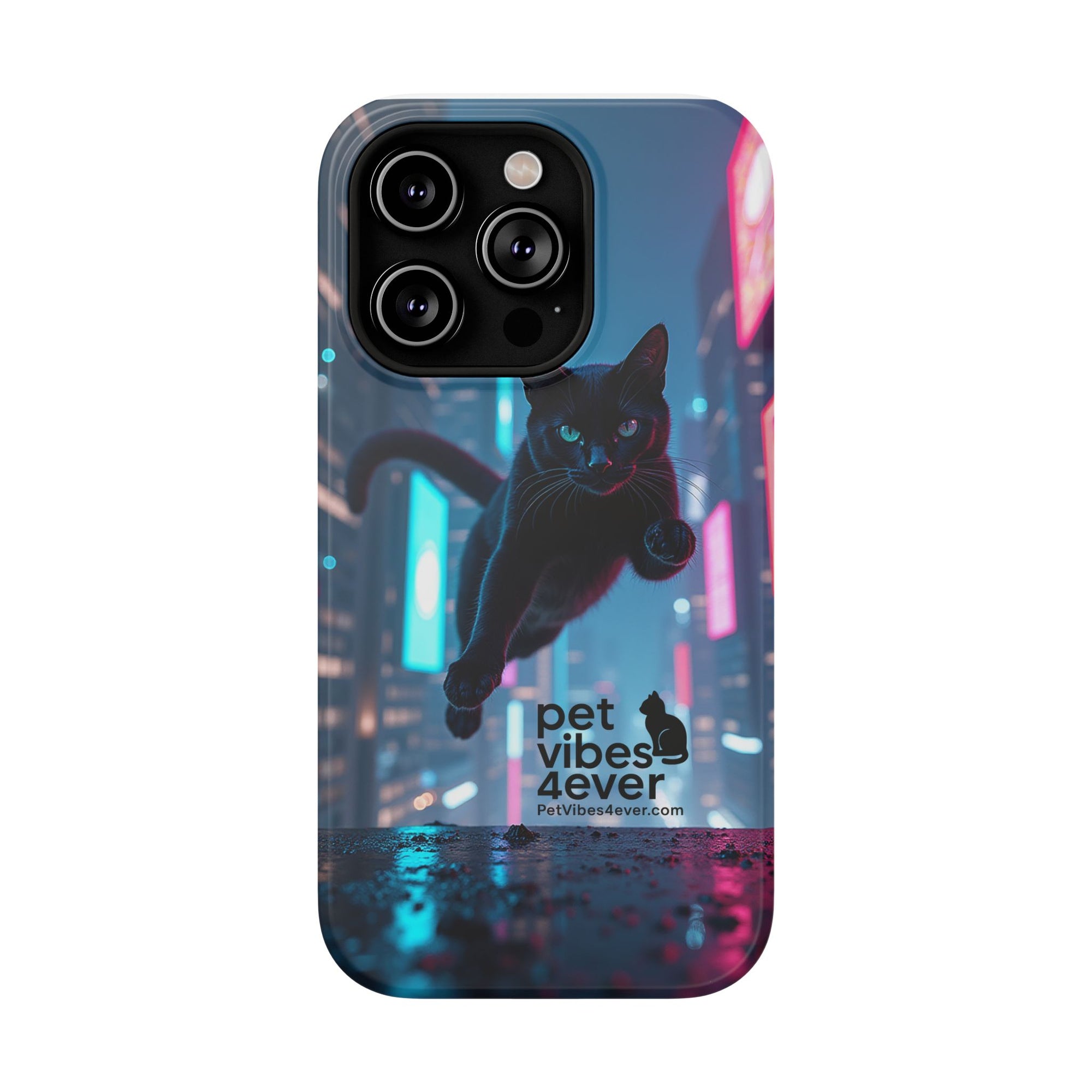 Cat-Themed Phone Case with Pet Vibes Design, Impact-Resistant Phone Case, Gift for Cat Lovers, Cute Pet Merchandise, Stylish Phone Accessory