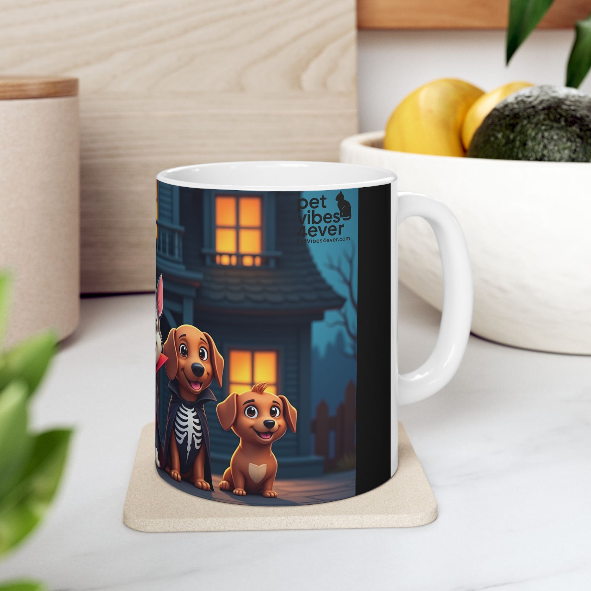 Halloween Dog Lovers Mug, Cute Canine Gift, Pet Owner Coffee Cup, Trick or Treat Drinkware, Spooky Pet Mug