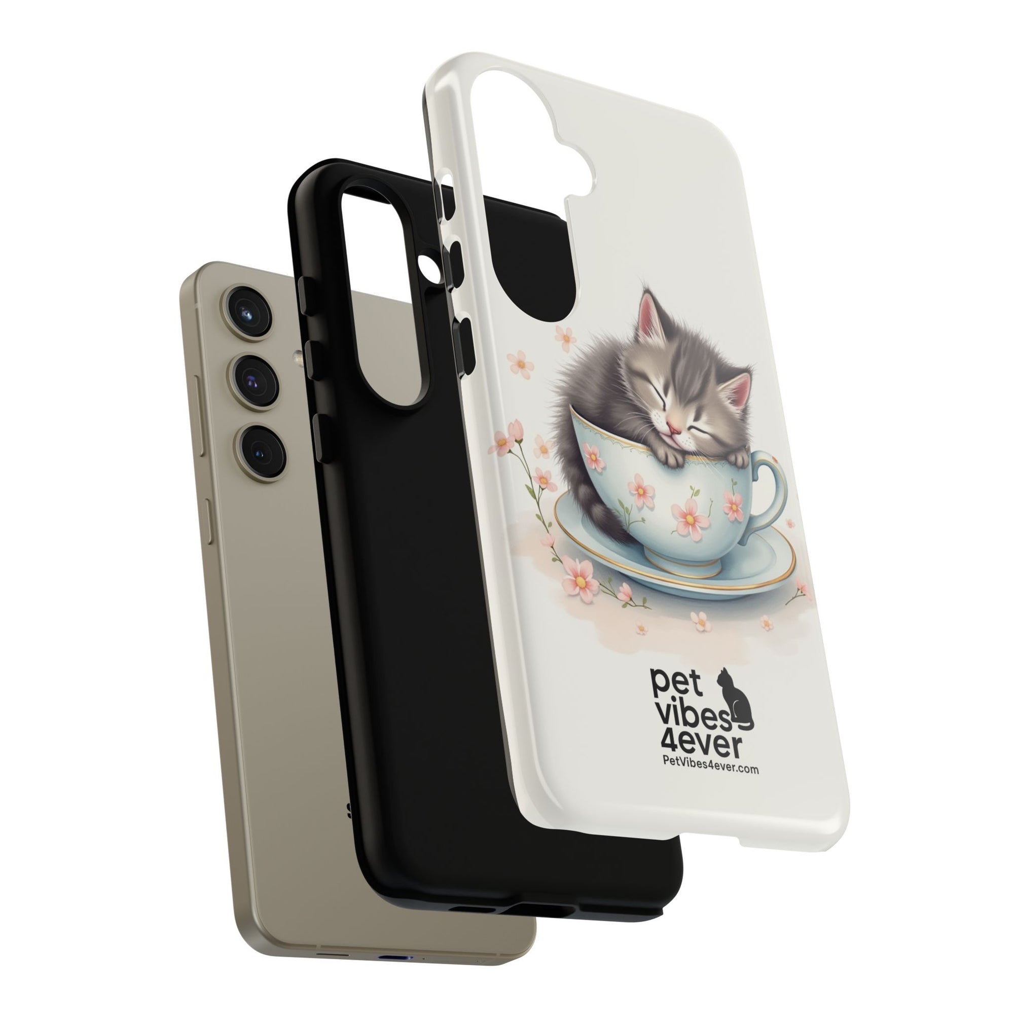 Cute Cat Phone Case, Pet Lover Gift, Soft Kitty Design, Floral Tech Accessory, Unique Animal Case, iPhone Cover, Birthday Present