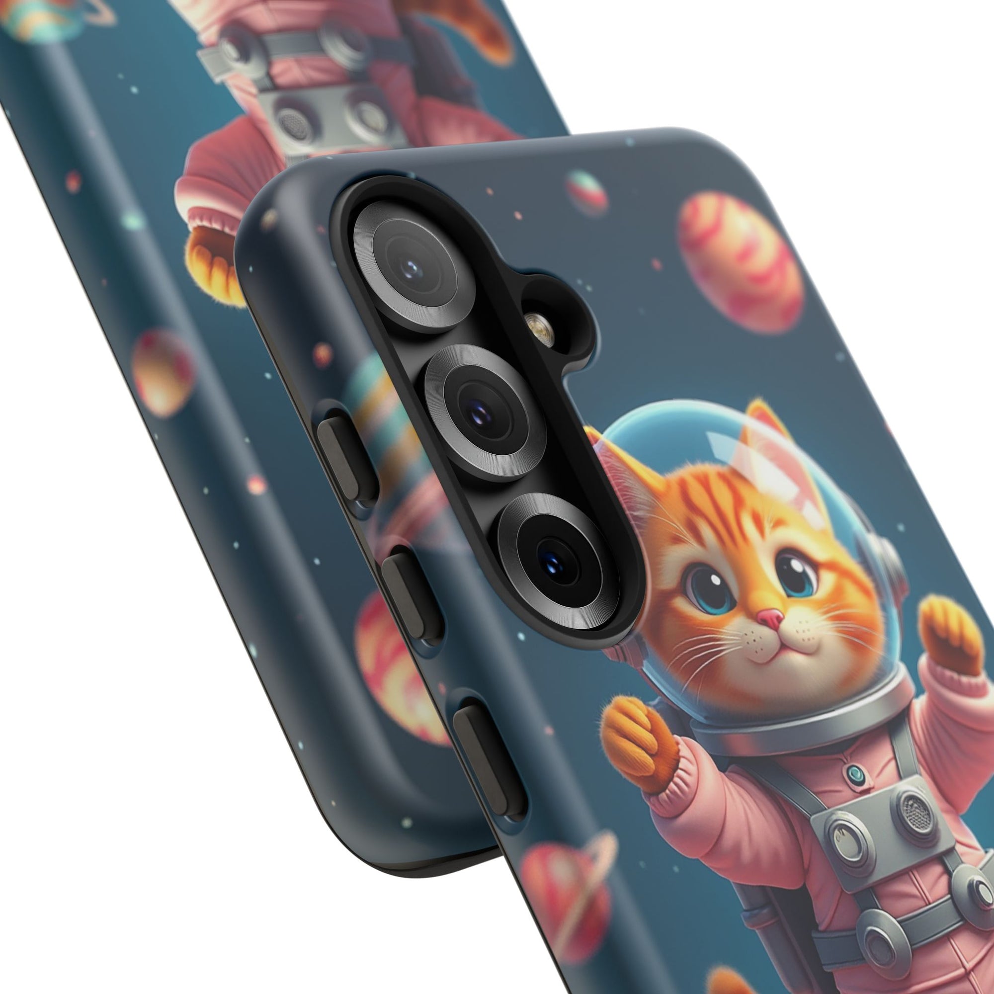 Cute Cat Phone Case, Astronaut Cat Case, Pet Lover Gift, Space Theme Accessories, Galaxy Cat Phone Cover