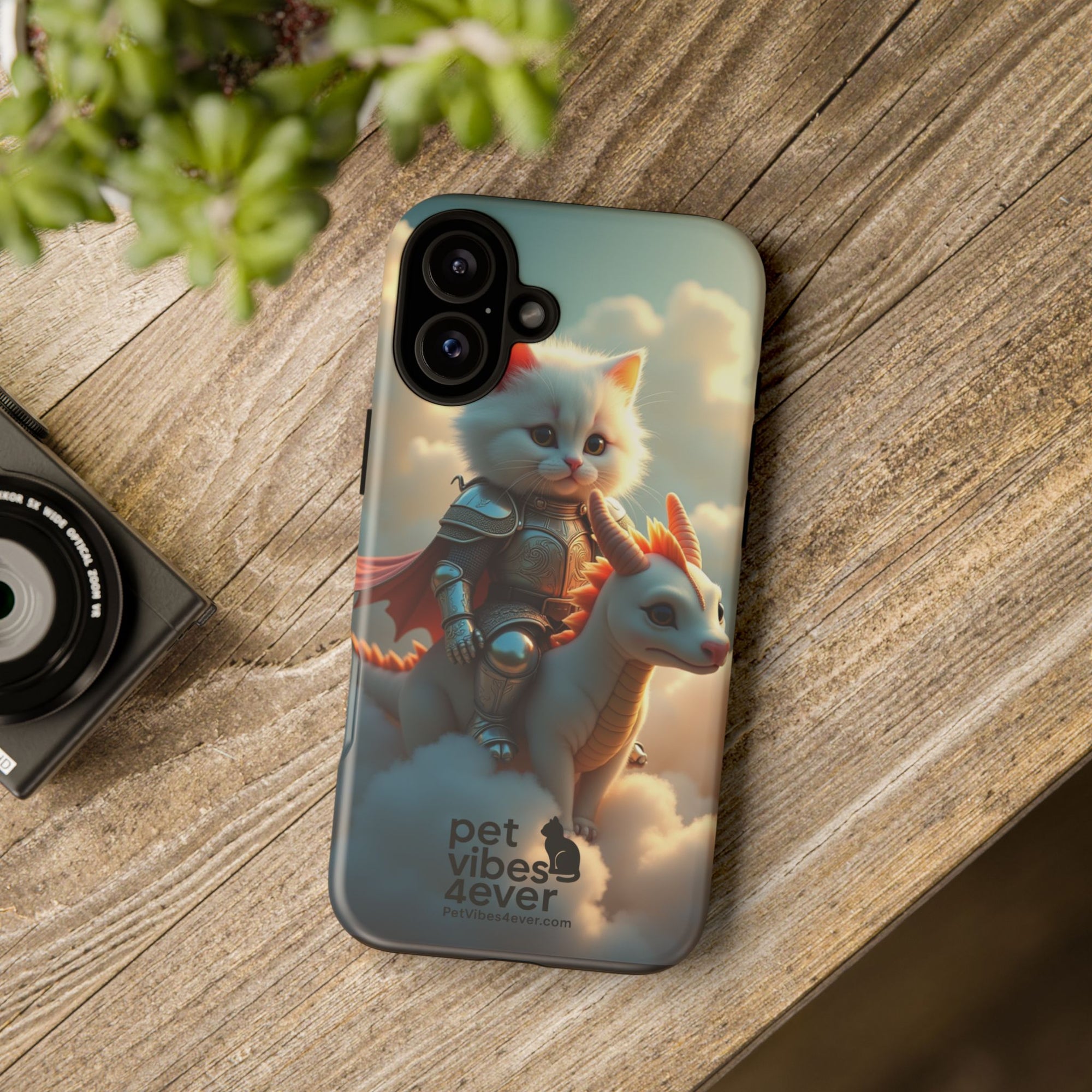 Pet Vibes Phone Case, Cute Cat and Dragon Design, Tough Phone Cover, Gift for Animal Lovers, Unique Pet Themed Accessory