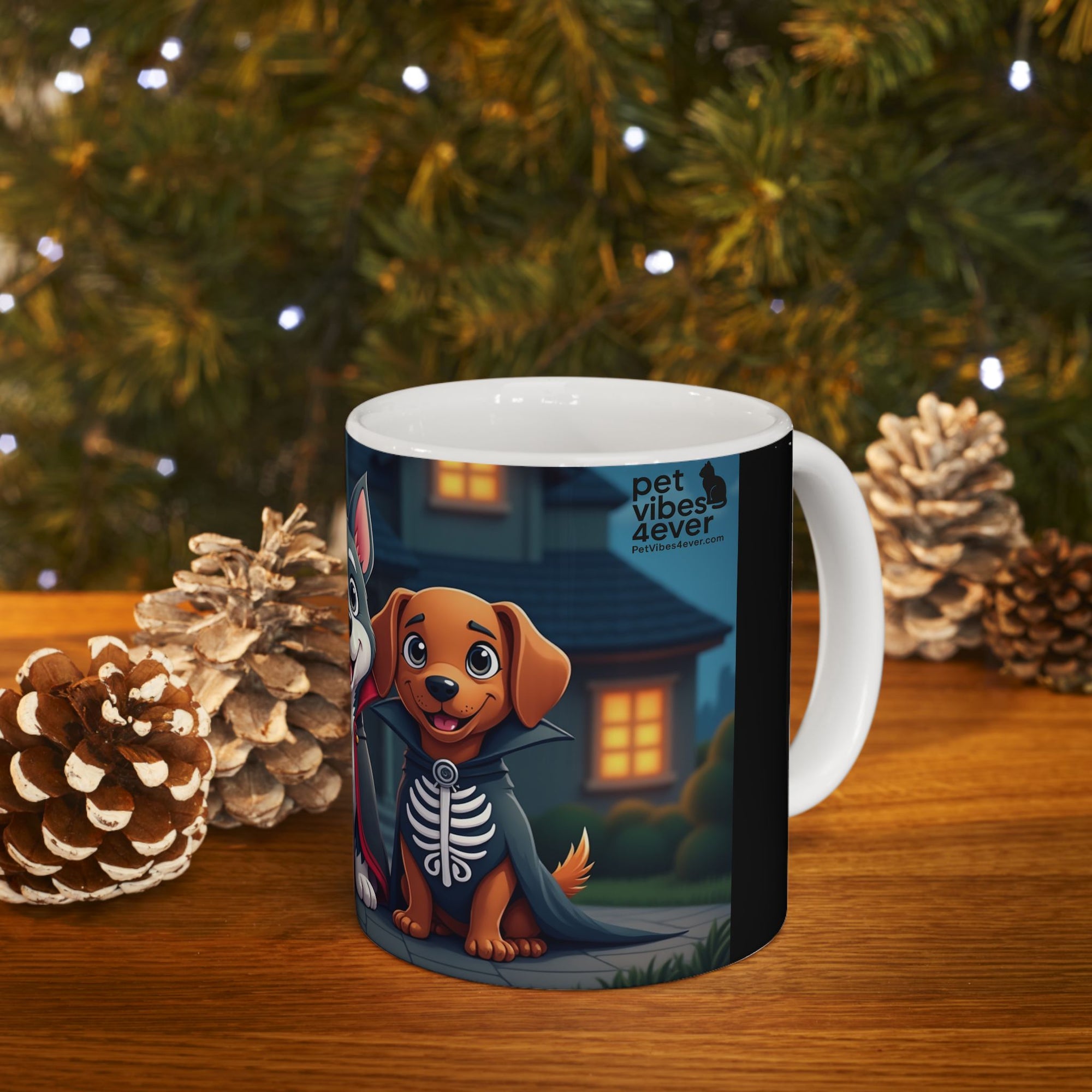 Halloween Dog Lover's Ceramic Mug, Cute Pup Design, 11oz, 15oz, Perfect for Gifts, Home Decor, Pet Lovers, Coffee, Hot Chocolate
