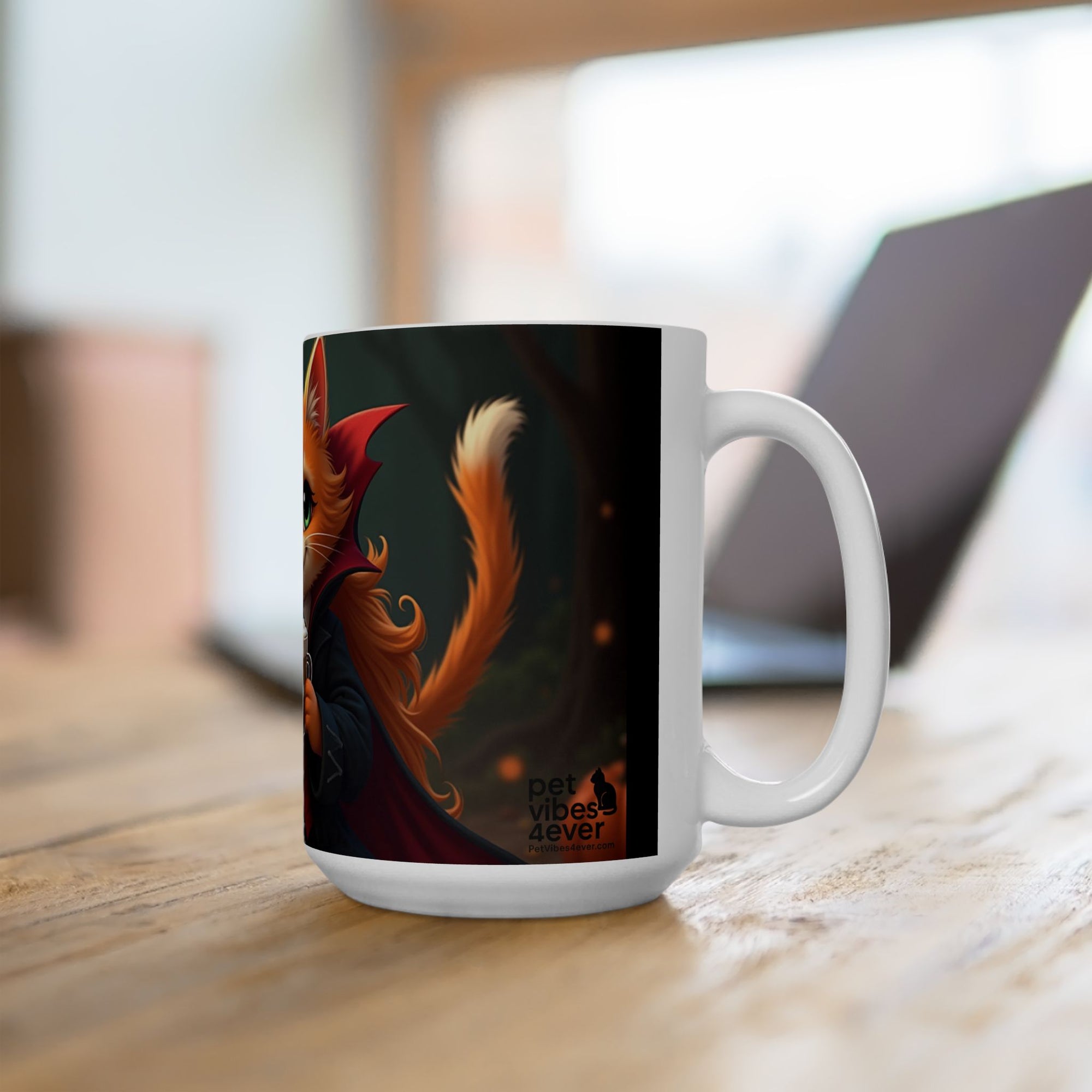 Spooky Cat Ceramic Mug, Halloween Gift, Cute Cat Lover's Mug, Whimsical Coffee Cup, Unique Cat Decor