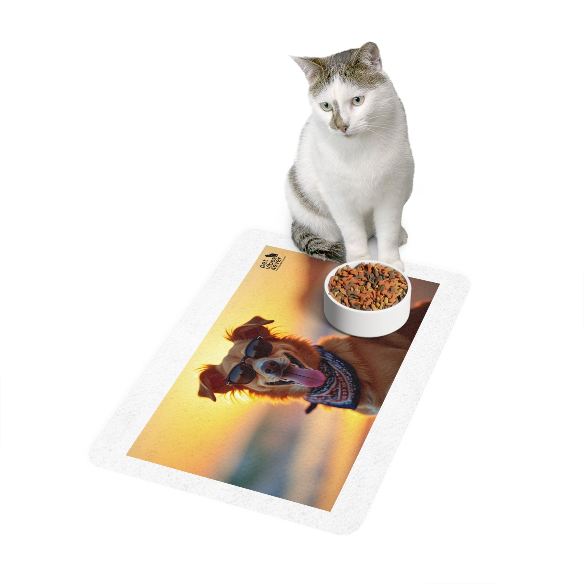 Stylish Pet Food Mat for Dogs, Fun Feed Station Rug, Dog Lover Gift, Cute Pet Decor, Non-slip Feeding Mat