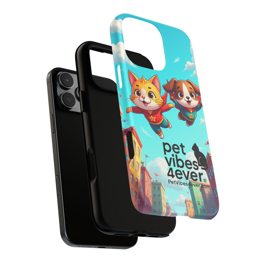 Pet Vibes Phone Case - Playful Cat and Dog Design, Animal Lover Gift, Cute Pet Accessory, Colorful Phone Cover, Fun Pet Gifts