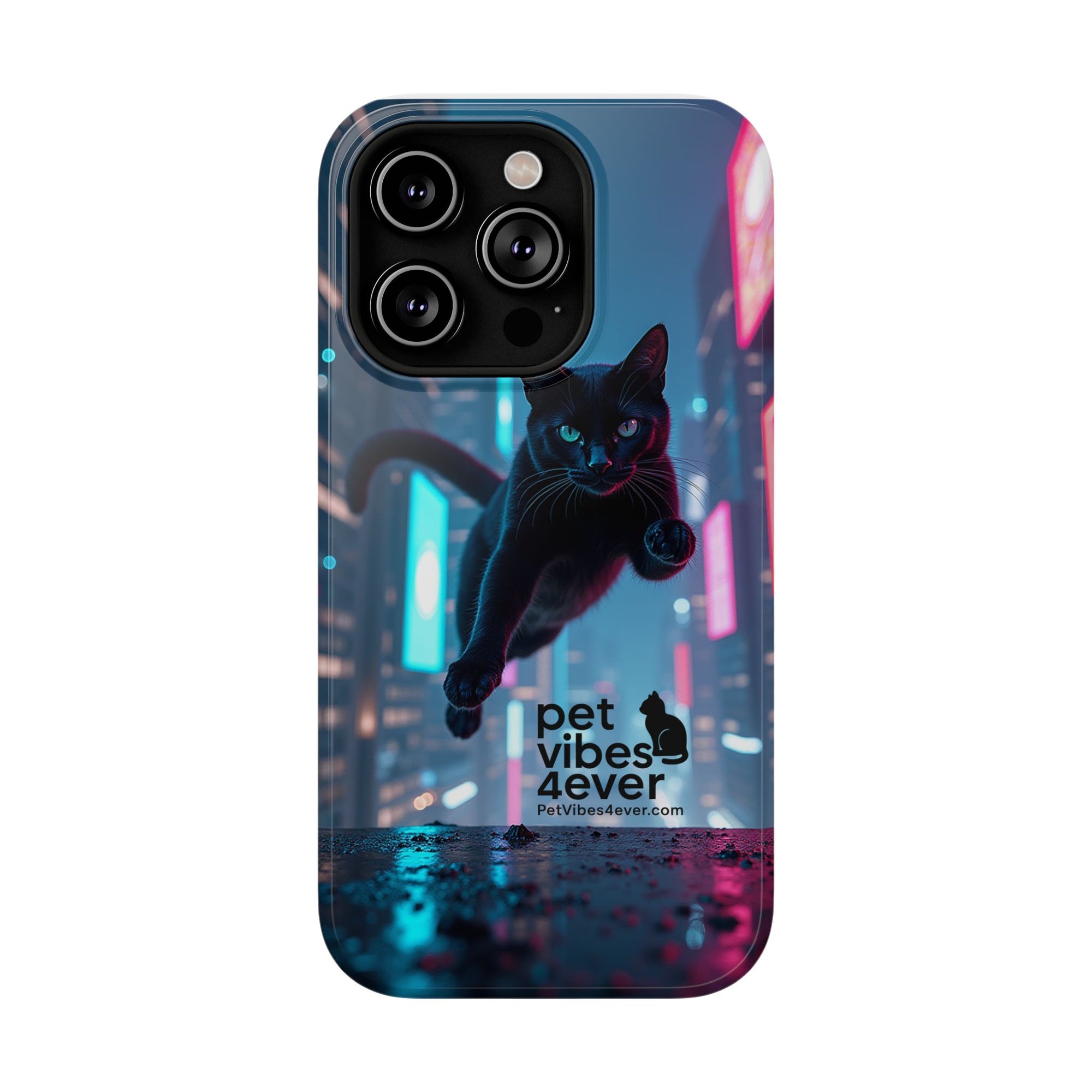 Cat-Themed Phone Case with Pet Vibes Design, Impact-Resistant Phone Case, Gift for Cat Lovers, Cute Pet Merchandise, Stylish Phone Accessory