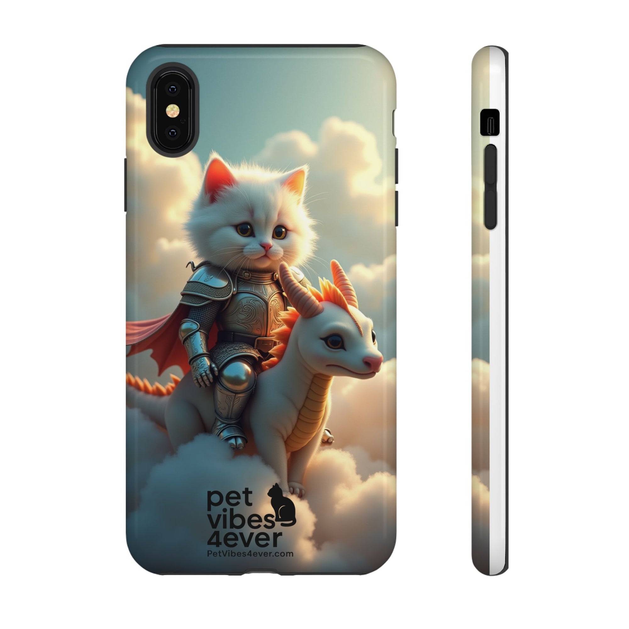 Pet Vibes Phone Case, Cute Cat and Dragon Design, Tough Phone Cover, Gift for Animal Lovers, Unique Pet Themed Accessory