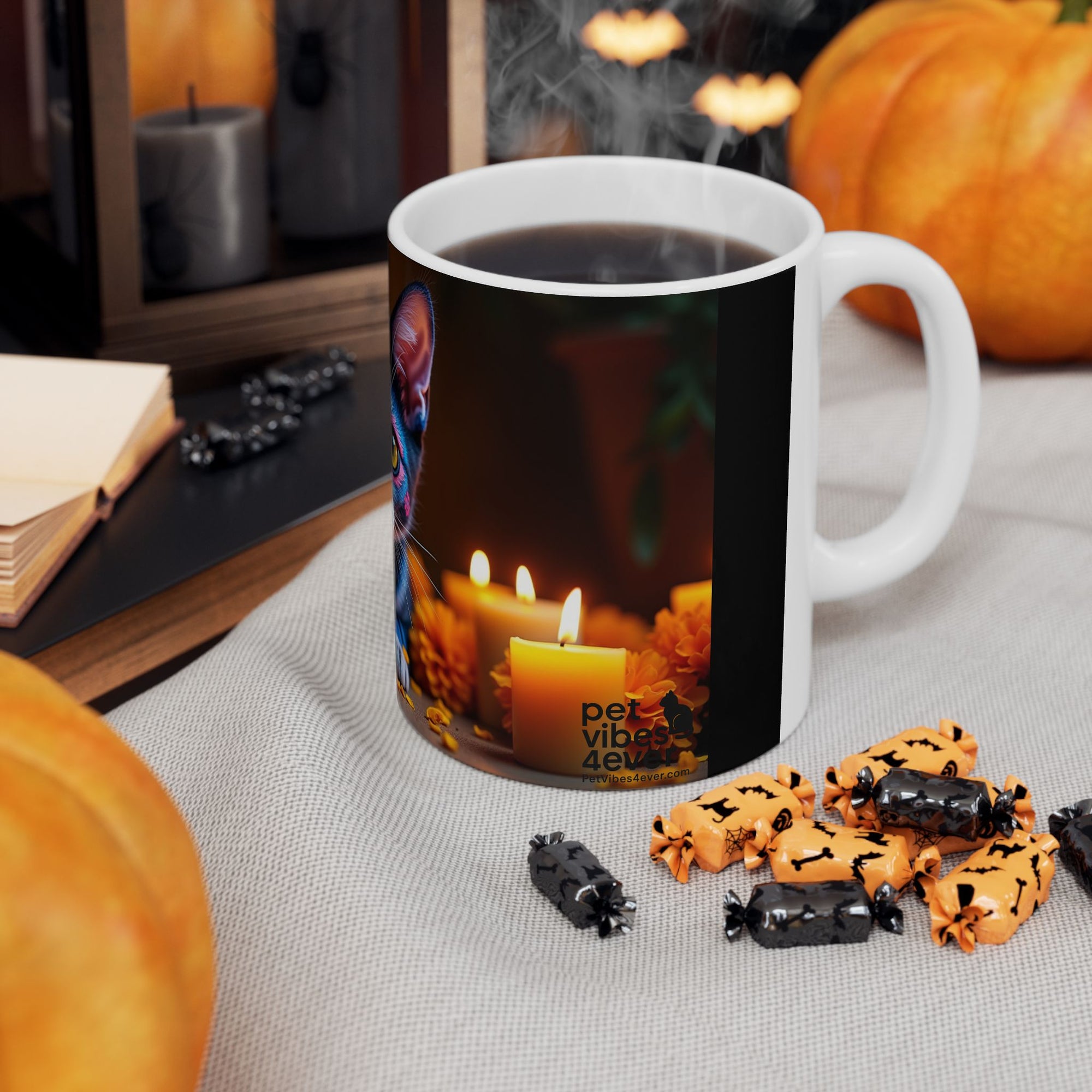 Artistic Cat Ceramic Mug - Vibrant Kitty, Animal Lover Gift, Coffee Tea Cup, Unique Home Decor, Birthday Gift