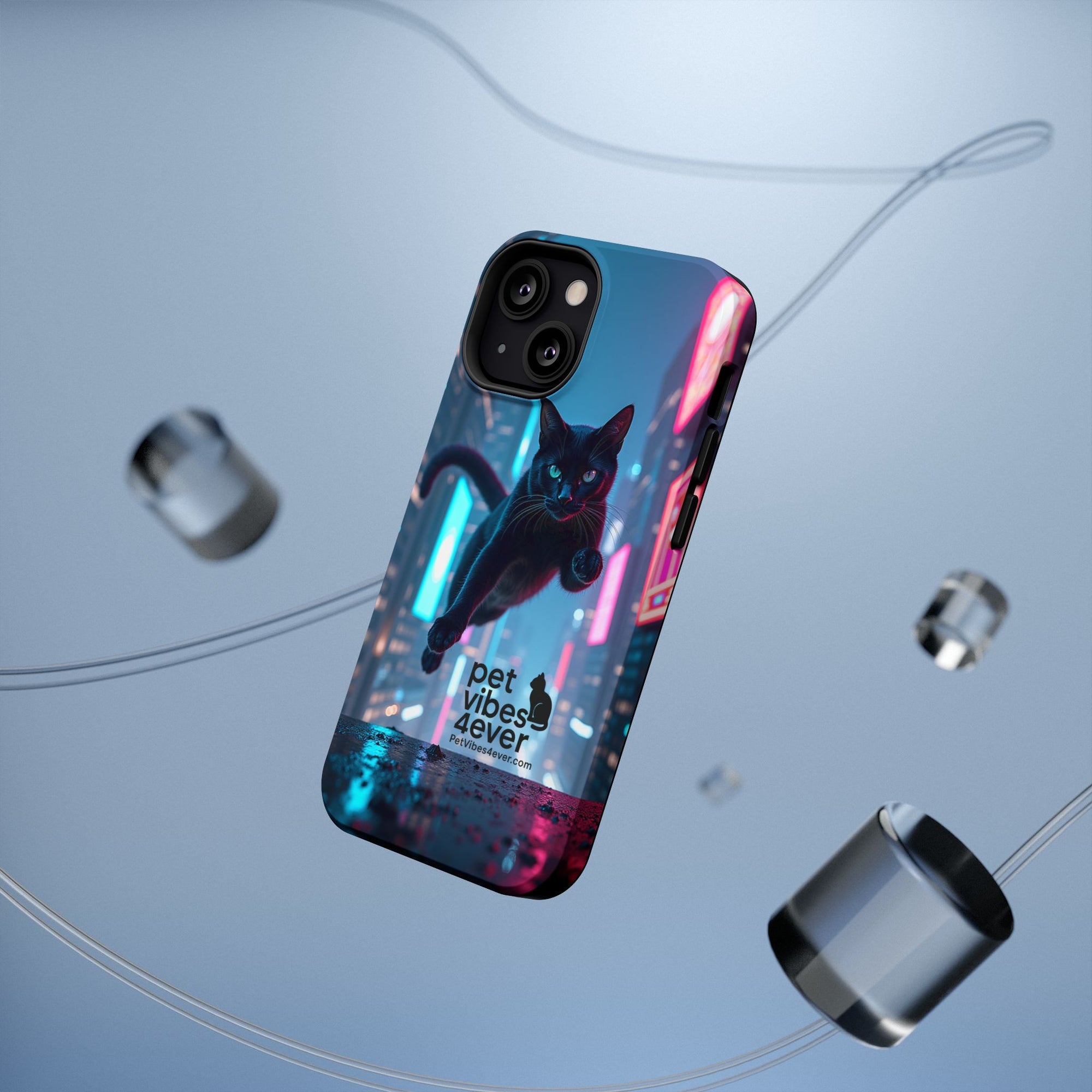 Cat-Themed Phone Case with Pet Vibes Design, Impact-Resistant Phone Case, Gift for Cat Lovers, Cute Pet Merchandise, Stylish Phone Accessory