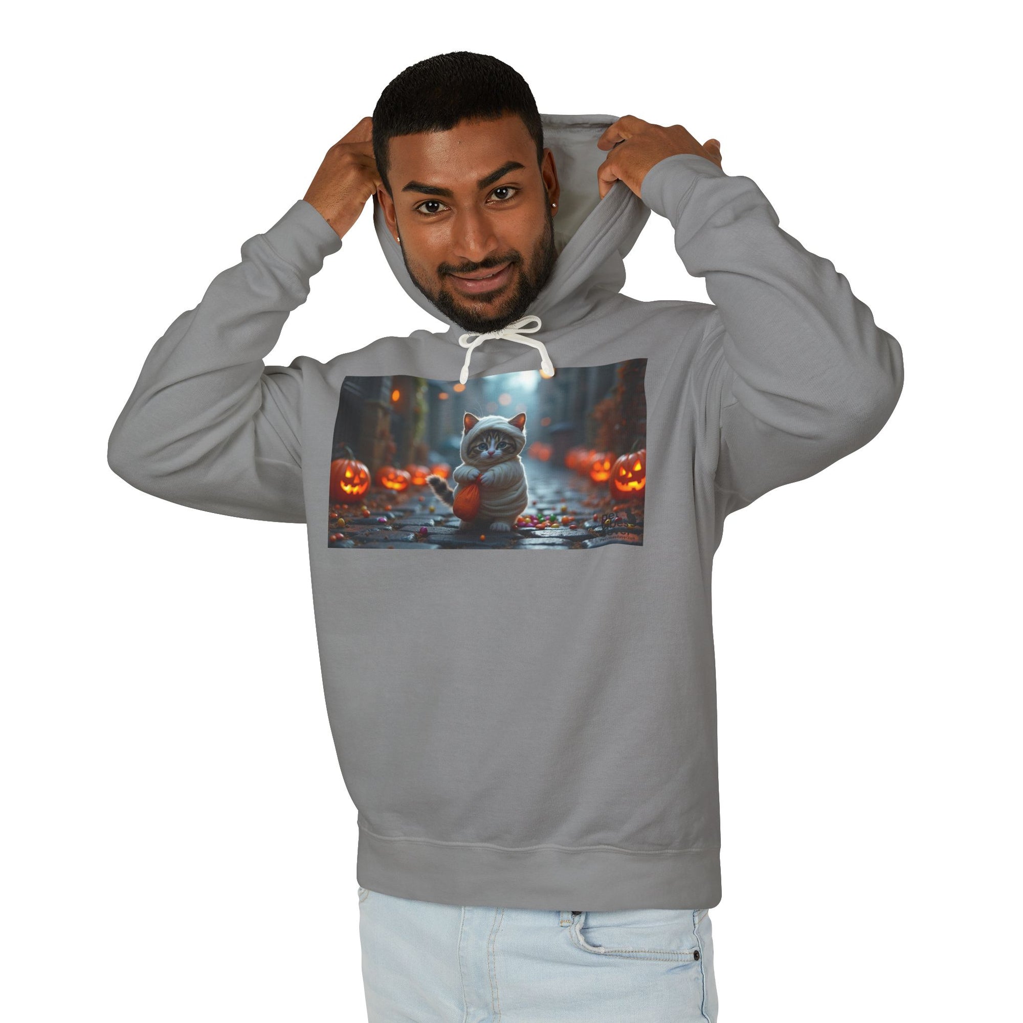 Halloween Cat Unisex Hoodie, Cozy Sweatshirt for Fall, Cute Pumpkin Design, Gift for Cat Lovers, Perfect for Halloween