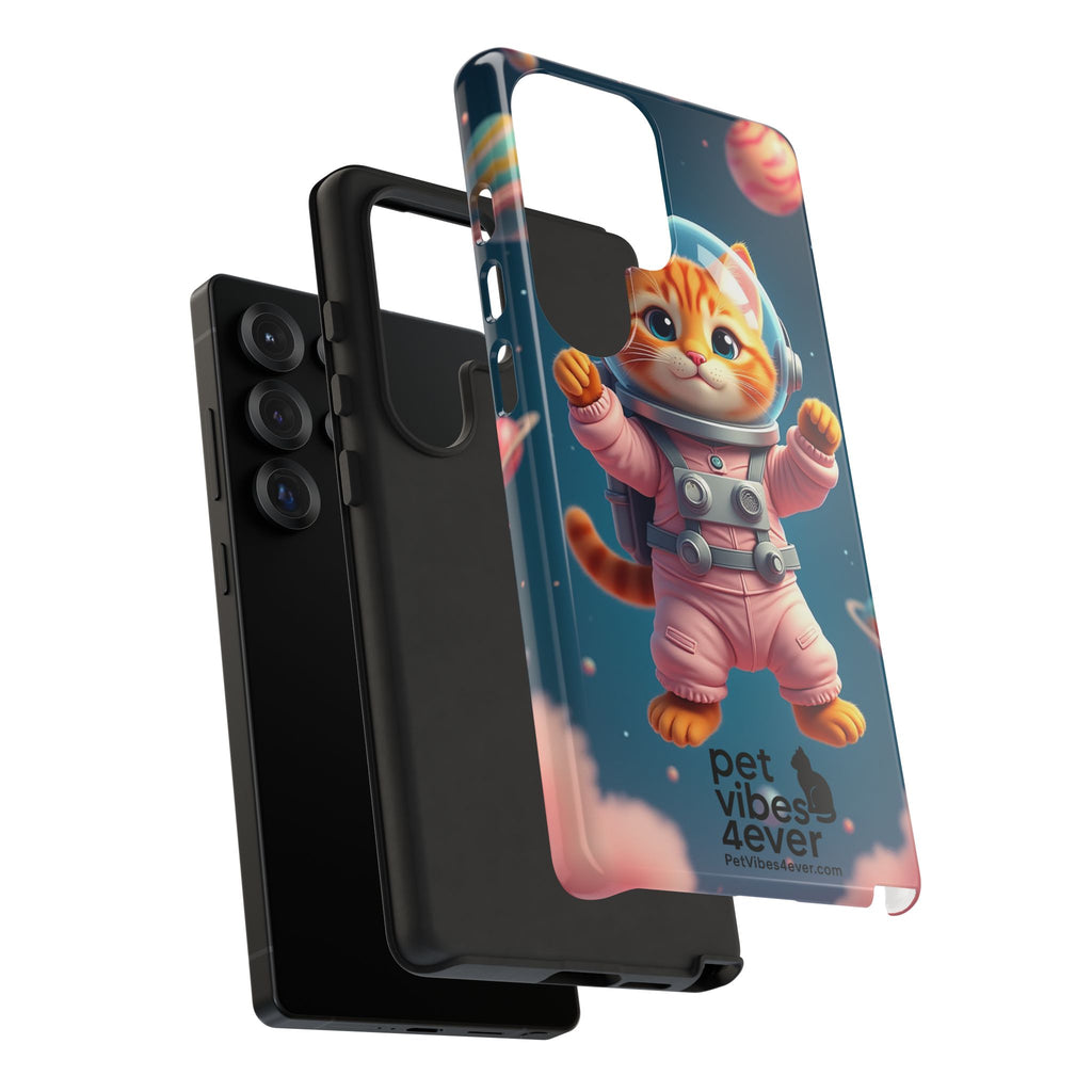 Cute Cat Phone Case, Astronaut Cat Case, Pet Lover Gift, Space Theme Accessories, Galaxy Cat Phone Cover
