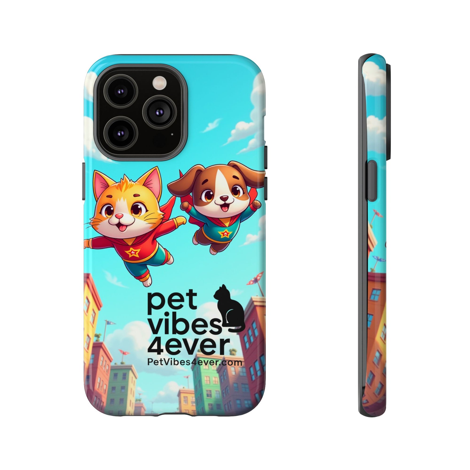 Pet Vibes Phone Case - Playful Cat and Dog Design, Animal Lover Gift, Cute Pet Accessory, Colorful Phone Cover, Fun Pet Gifts