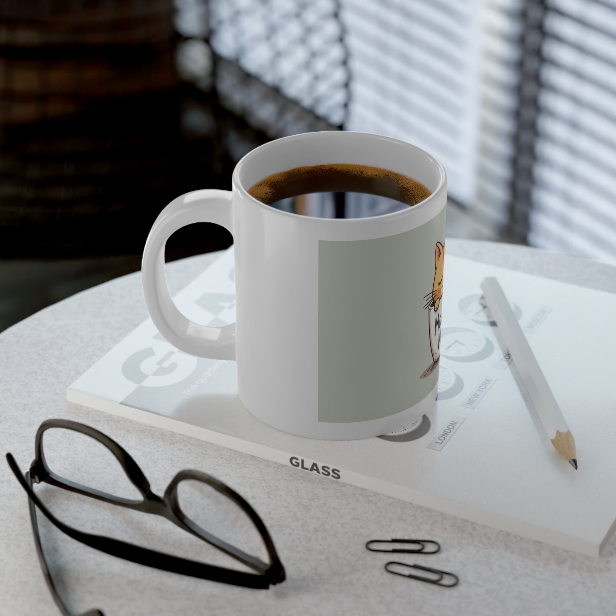 Monday Mood Cat Jumbo Mug | Cute Coffee Cup, 20oz Ceramic Mug, Cat Lover Gift, Funny Gift for Her, Office Mug