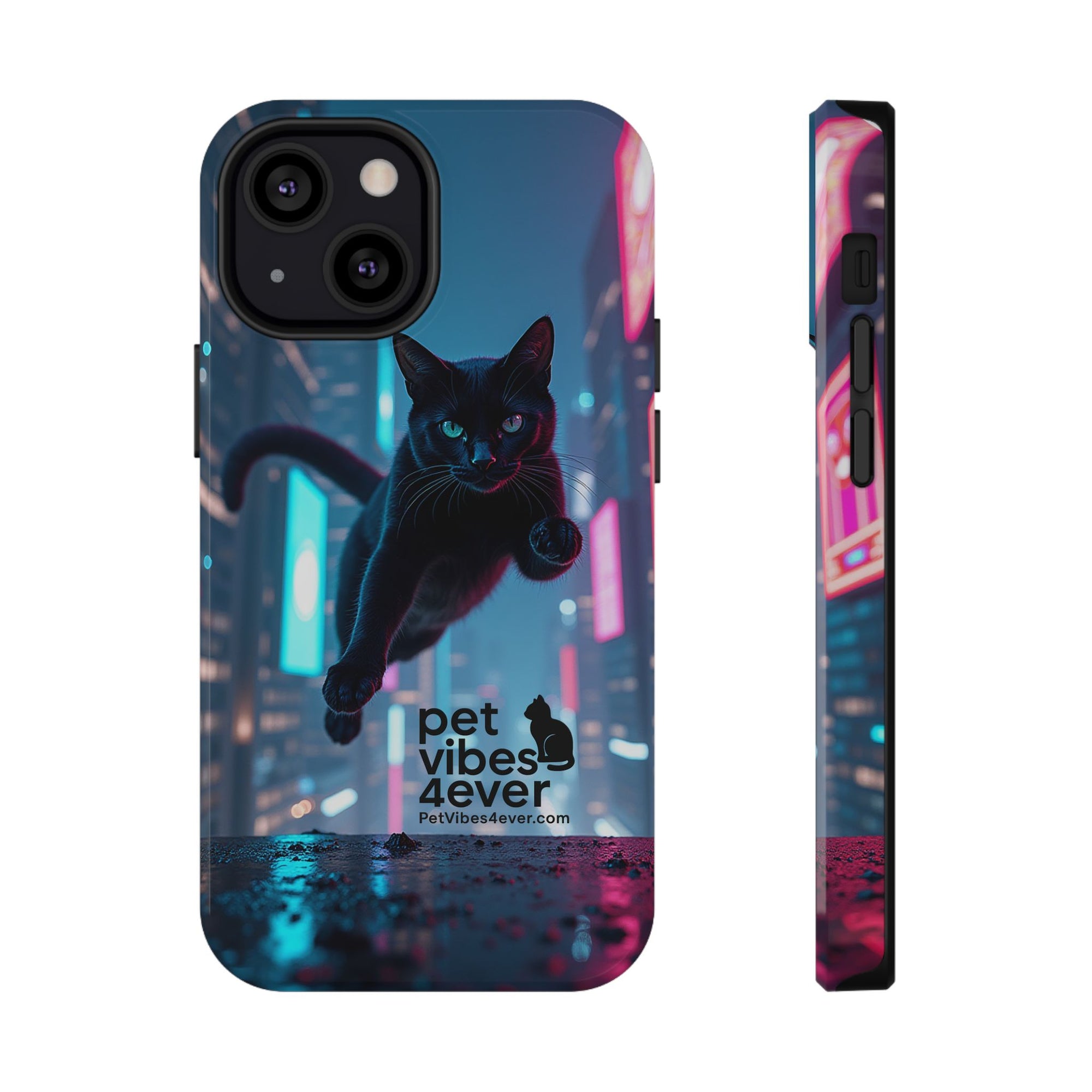 Cat-Themed Phone Case with Pet Vibes Design, Impact-Resistant Phone Case, Gift for Cat Lovers, Cute Pet Merchandise, Stylish Phone Accessory
