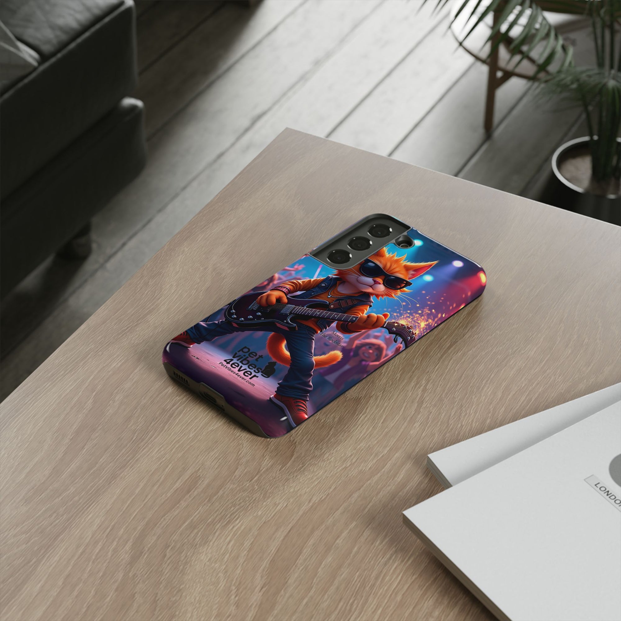 Guitar Cat Phone Case | Fun Pet Vibes | Unique Gift for Cat Lovers, Music Fans, Pet Owners, Birthday, Holidays, Personal Use