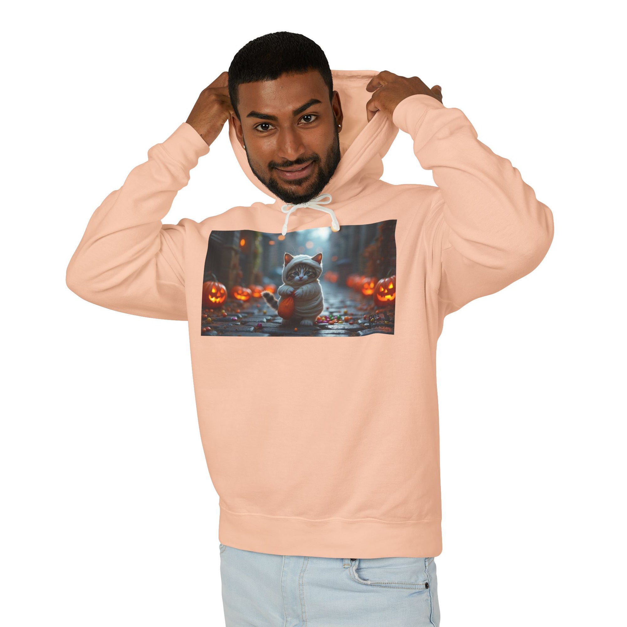 Halloween Cat Unisex Hoodie, Cozy Sweatshirt for Fall, Cute Pumpkin Design, Gift for Cat Lovers, Perfect for Halloween