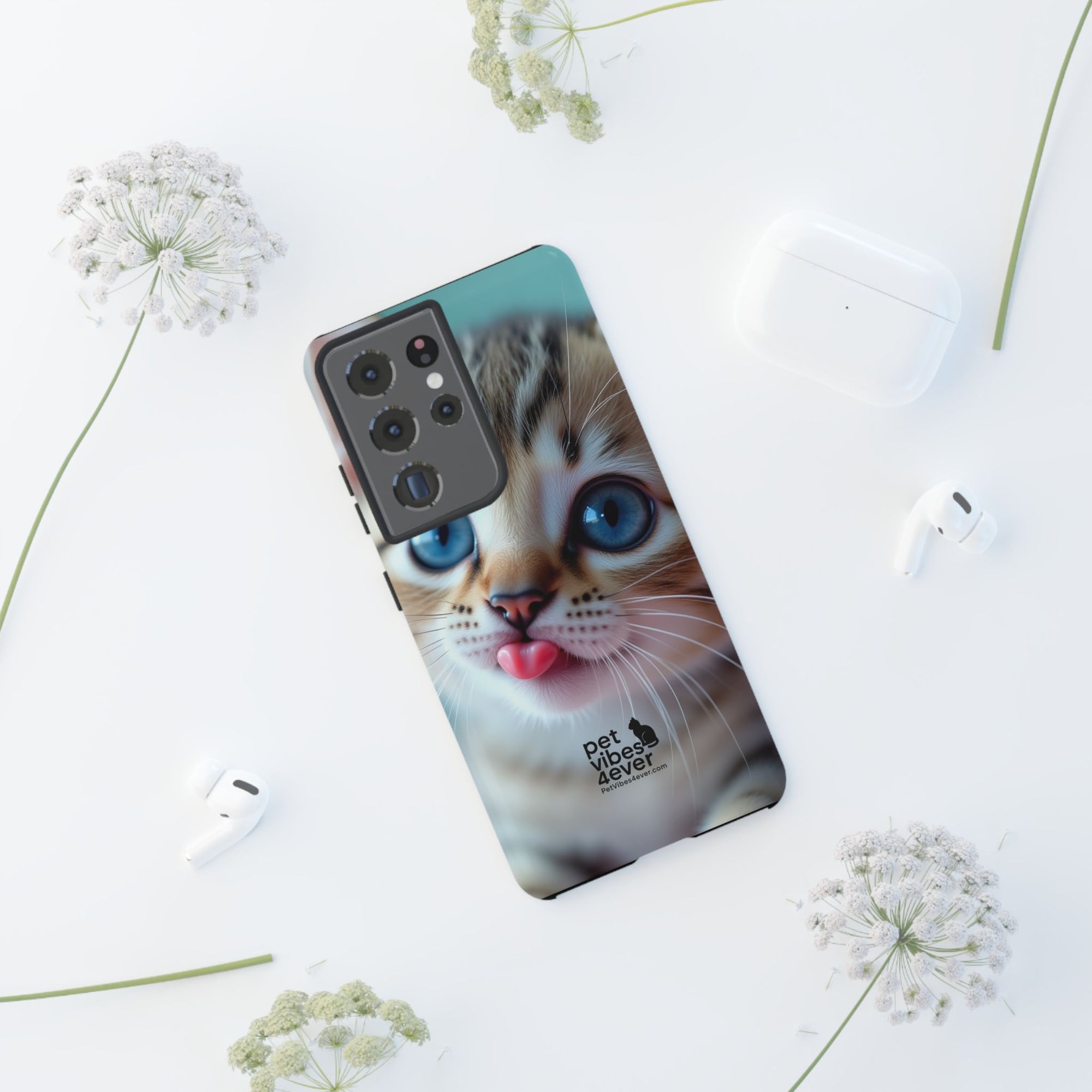 Cute Cat Phone Case, Pet Lover Gift, Durable Phone Cover, Animal Print Case, Cute Kitten Accessory