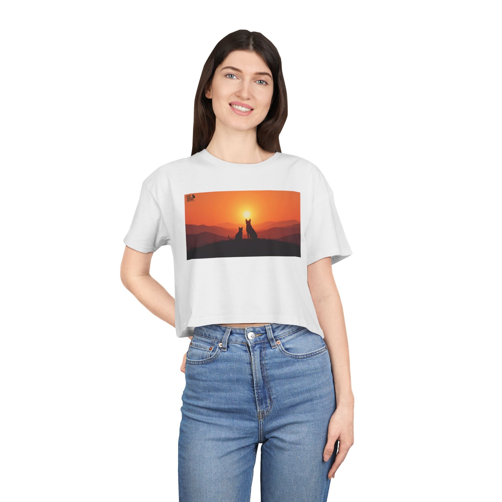 Sunset Lovers Women's Crop Tee, Summer Fashion, Casual Wear, Cute Gift, Nature Tee, Boho Style